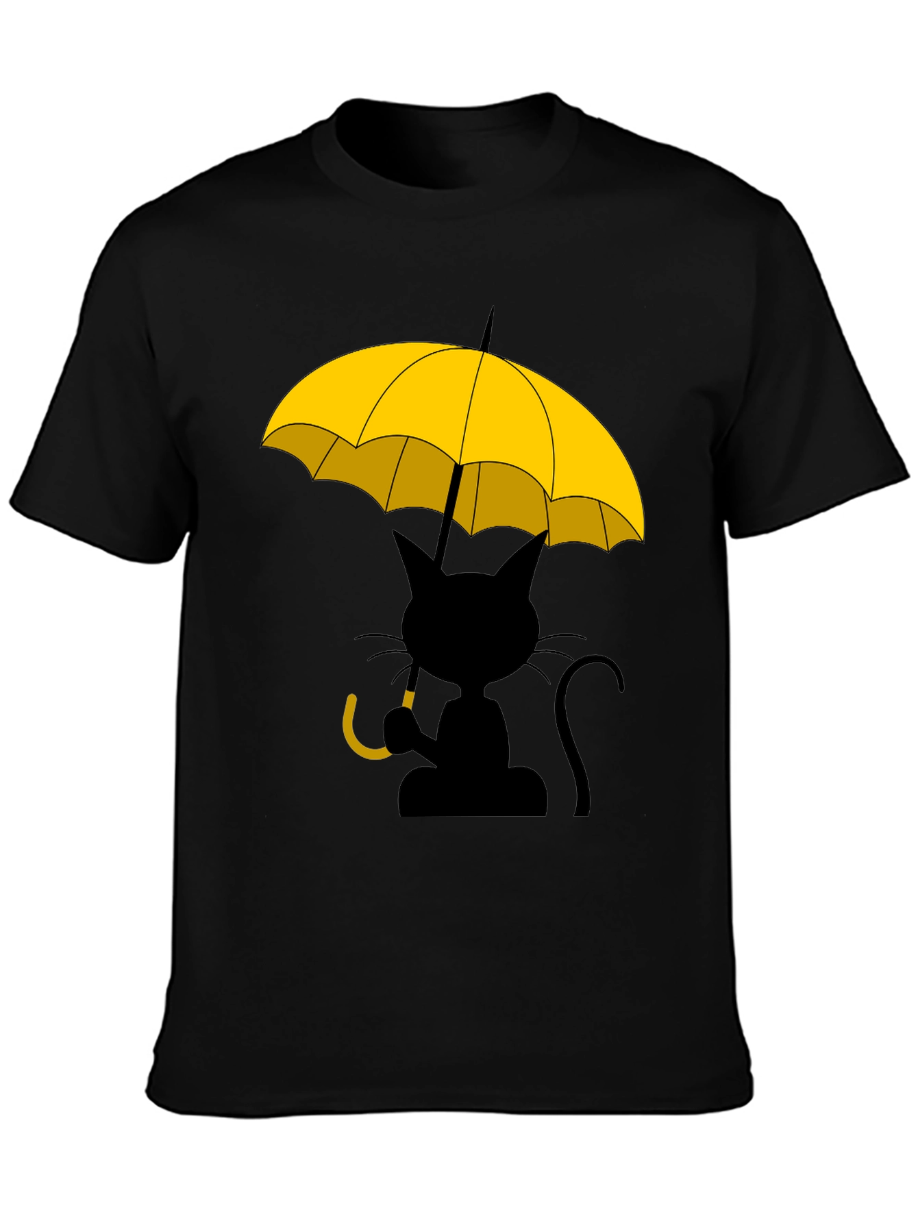 Cat Under Yellow Umbrella Graphic Tee