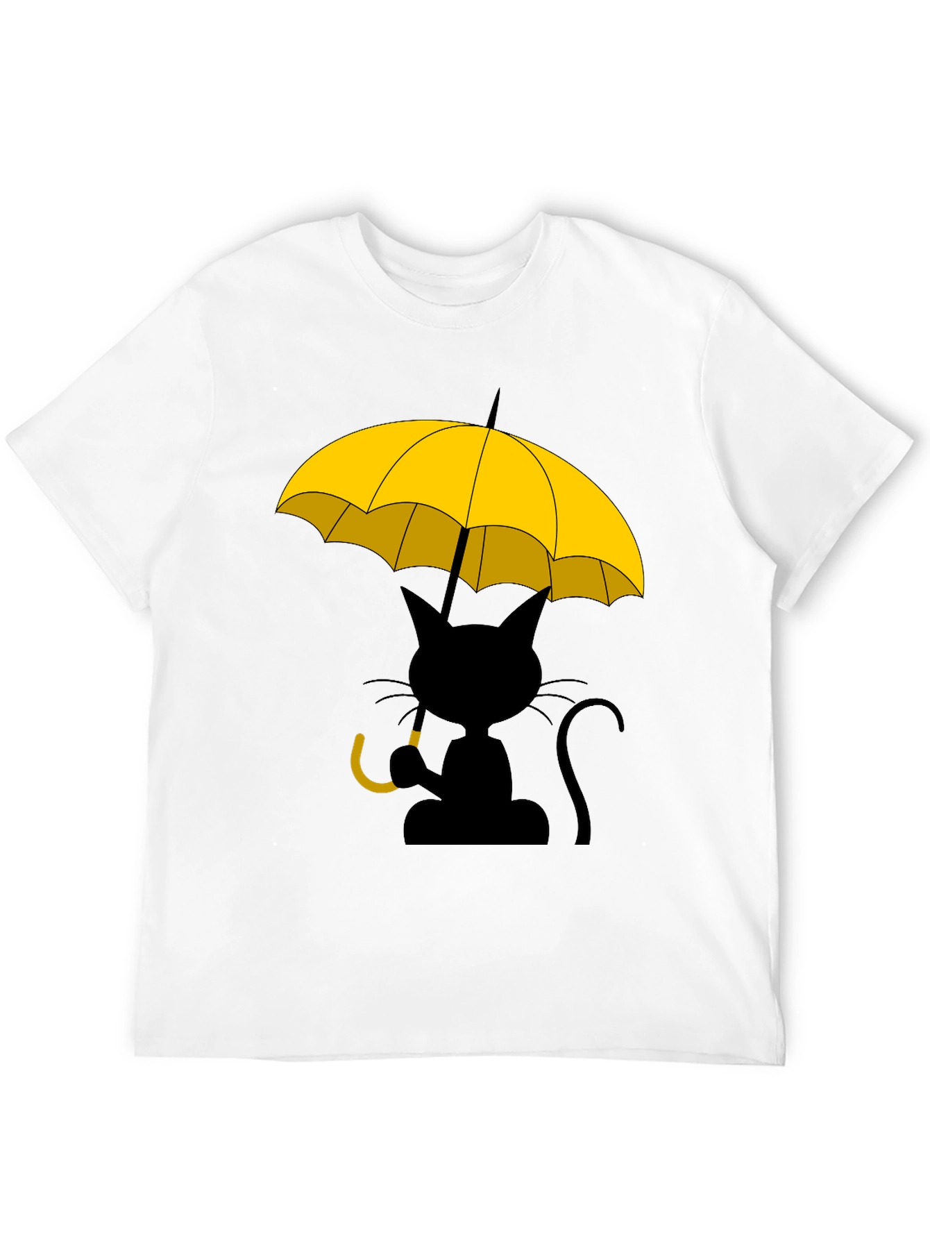 Cat Under Yellow Umbrella Graphic Tee