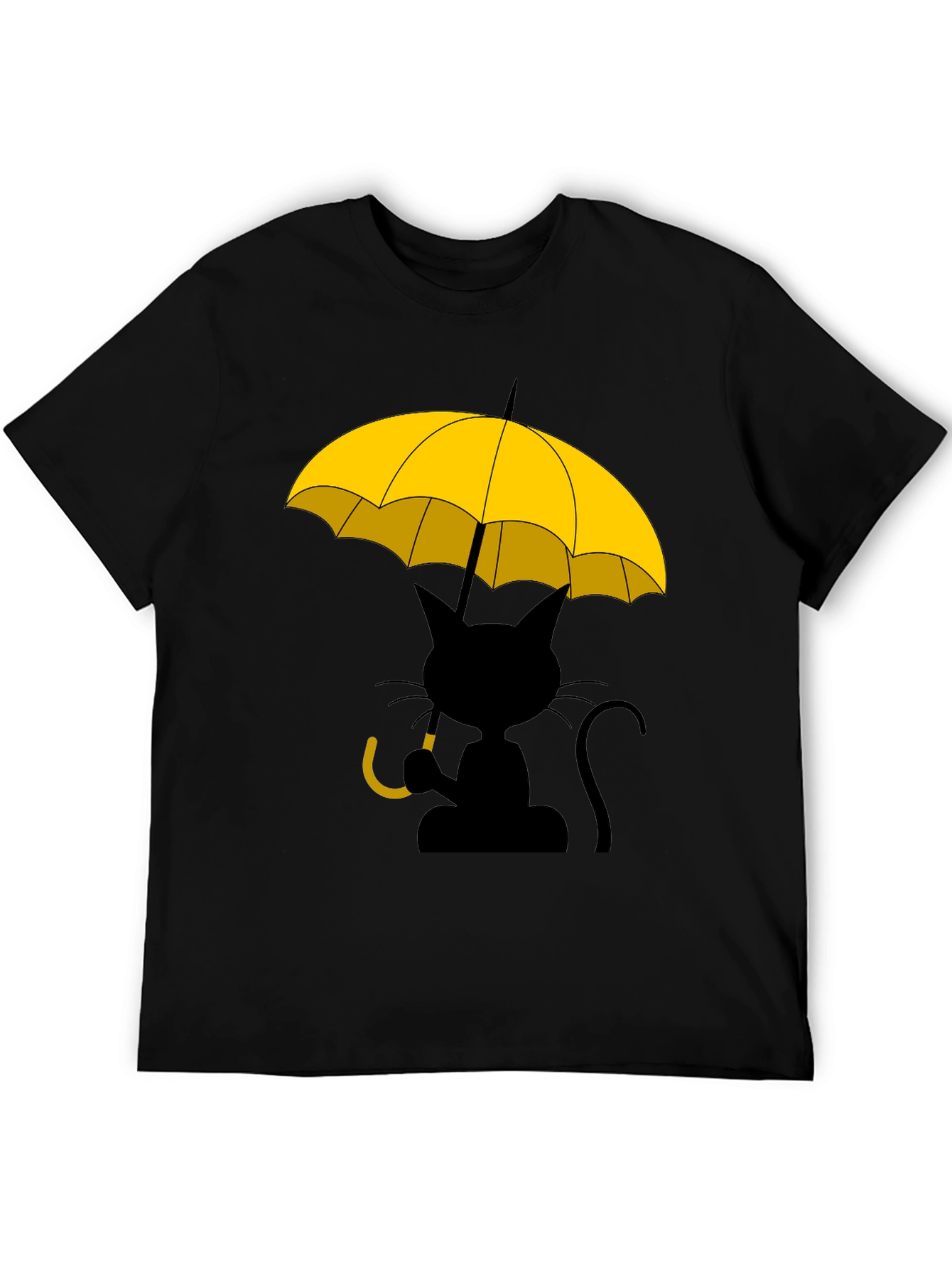 Cat Under Yellow Umbrella Graphic Tee