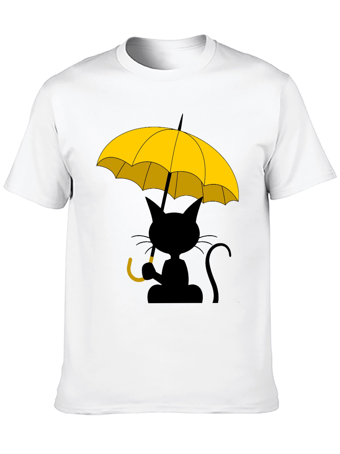 Cat Under Yellow Umbrella Graphic Tee