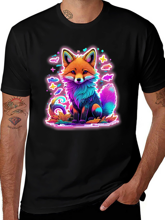 Neon Fox Graphic Tee - Unique Colorful Design