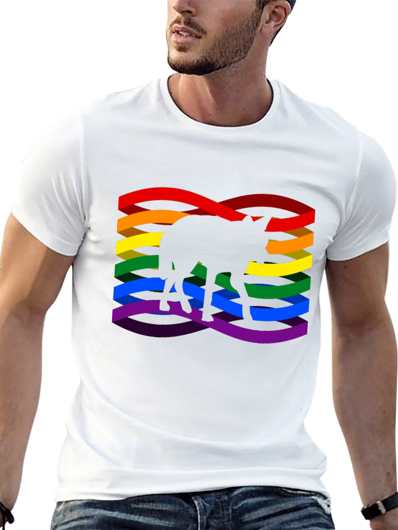 Pride Coyote Graphic T-Shirt - Black Cotton Blend