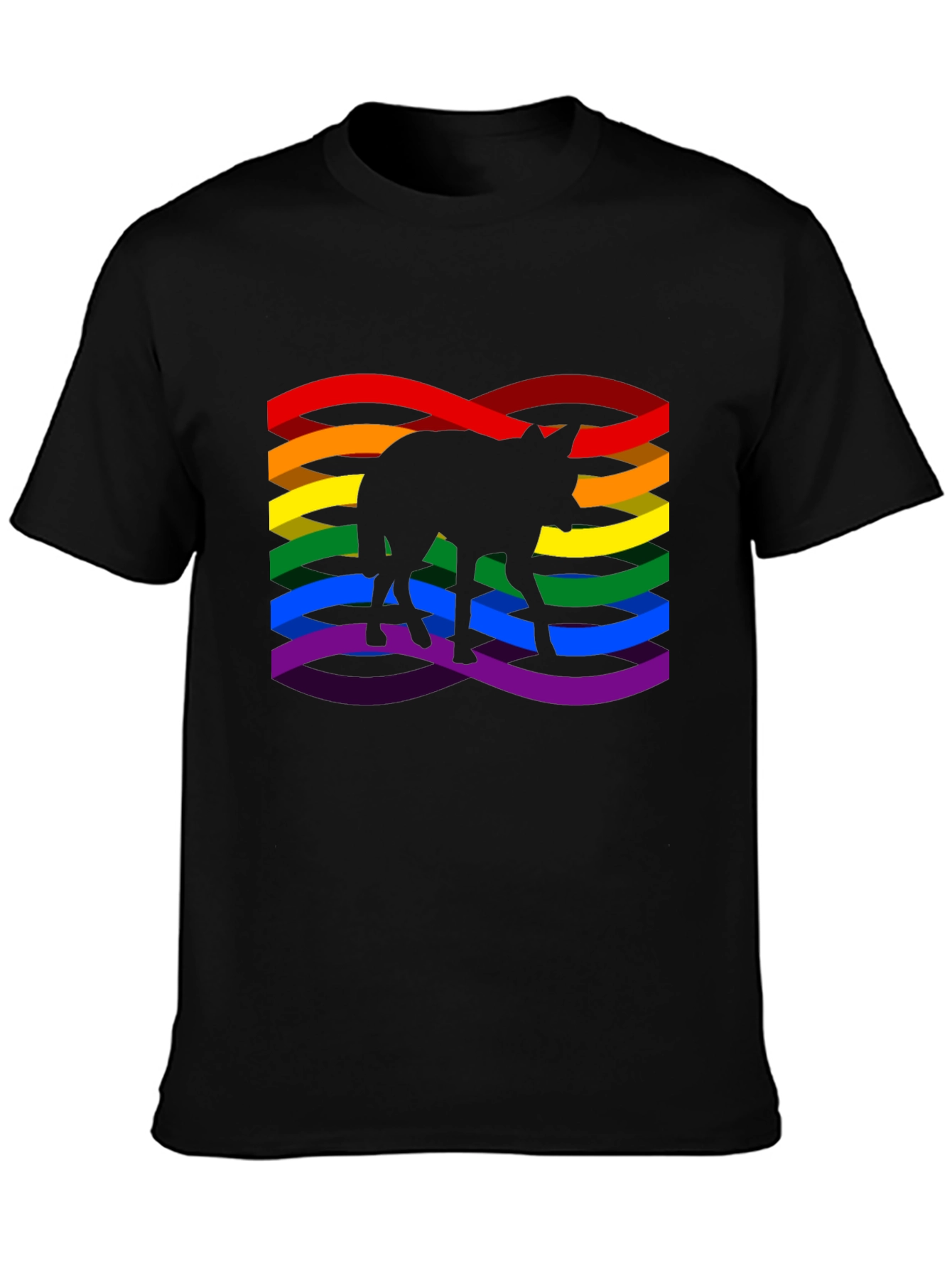 Pride Coyote Graphic T-Shirt - Black Cotton Blend