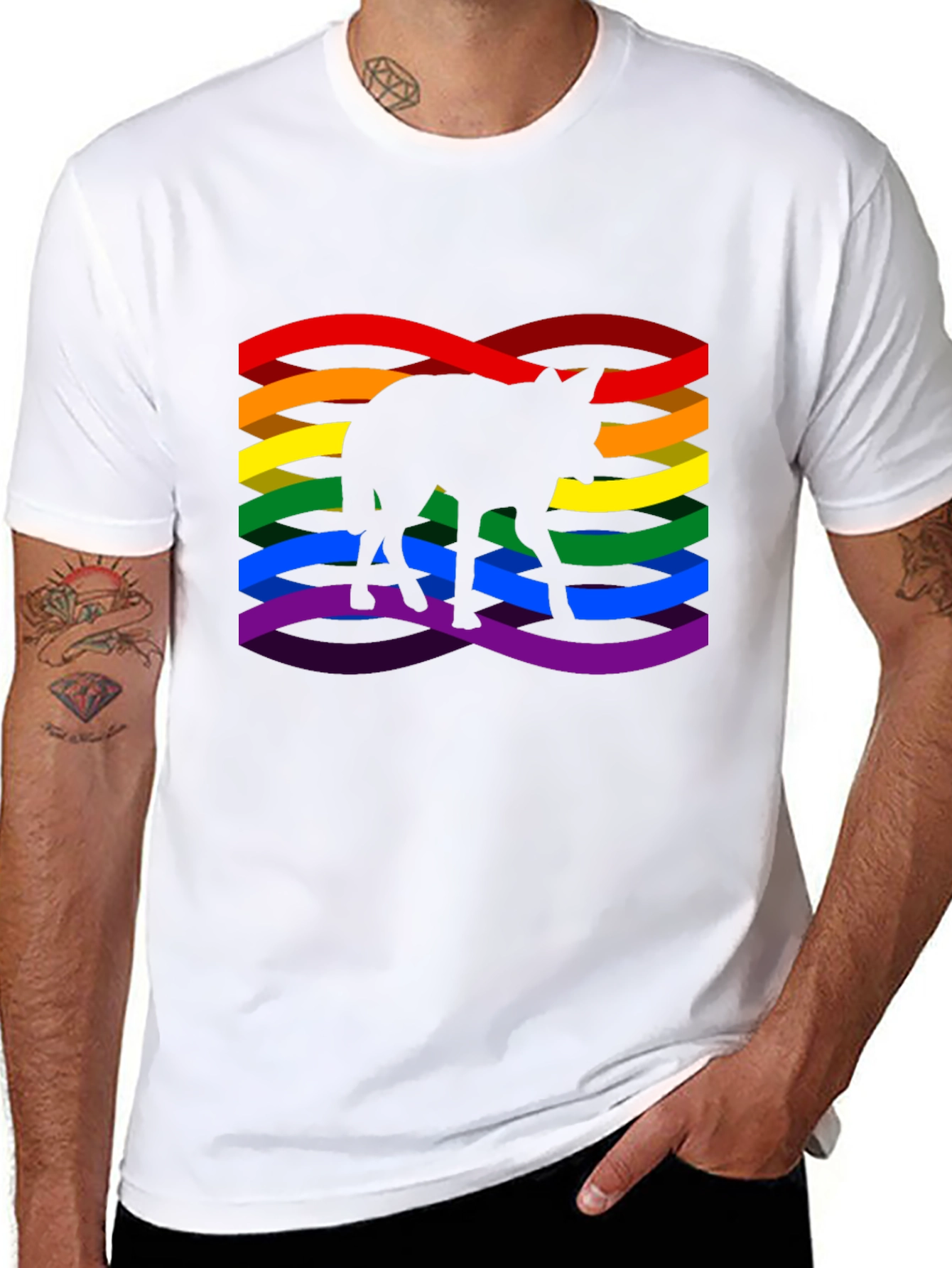 Pride Coyote Graphic T-Shirt - Black Cotton Blend