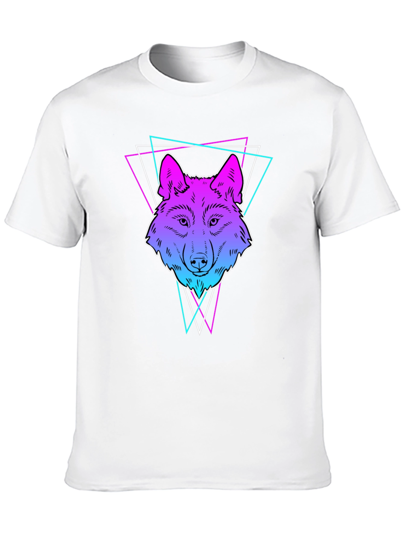 Neon Wolf Graphic Print T-Shirt - Black