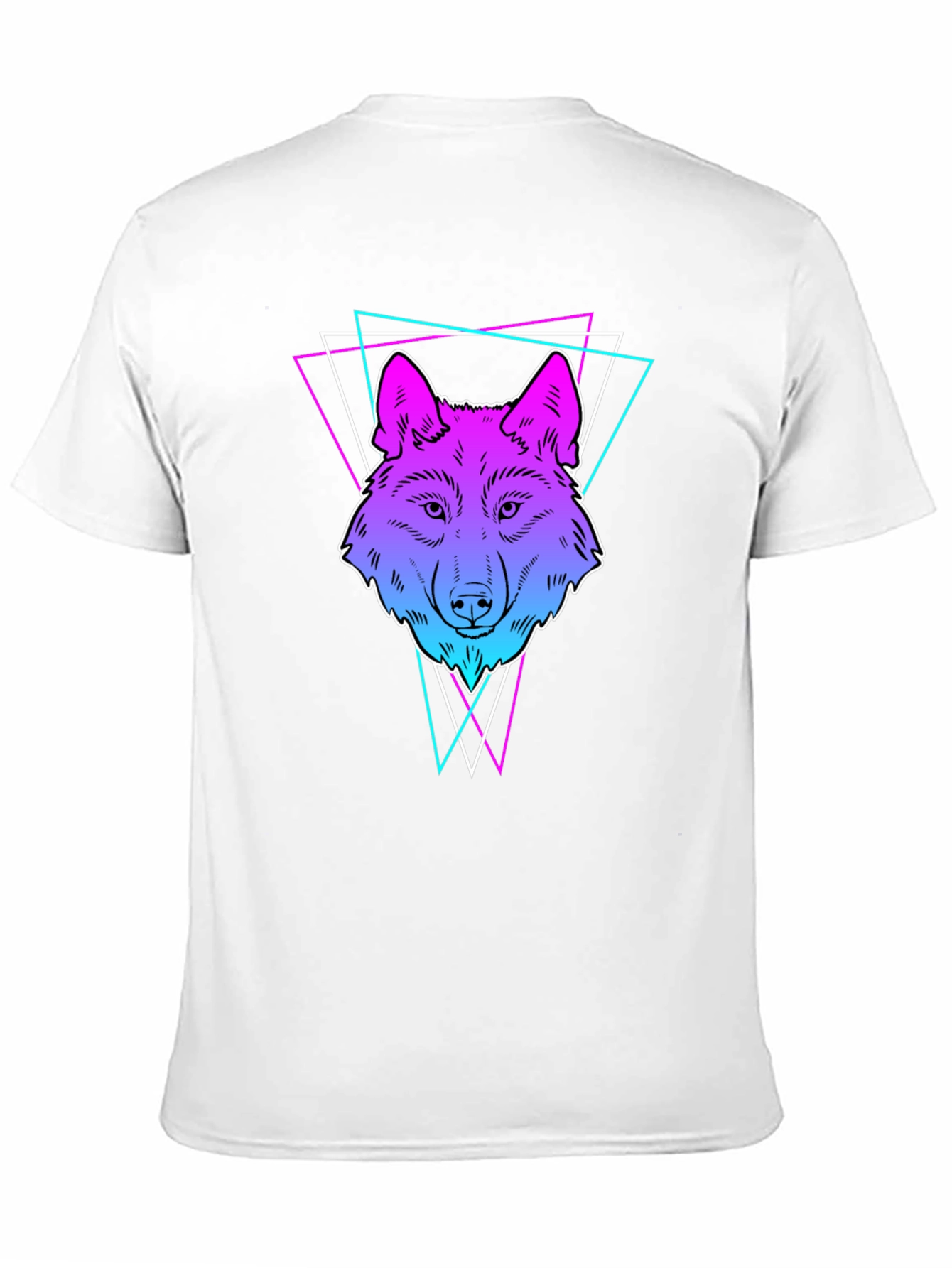Neon Wolf Graphic Print T-Shirt - Black