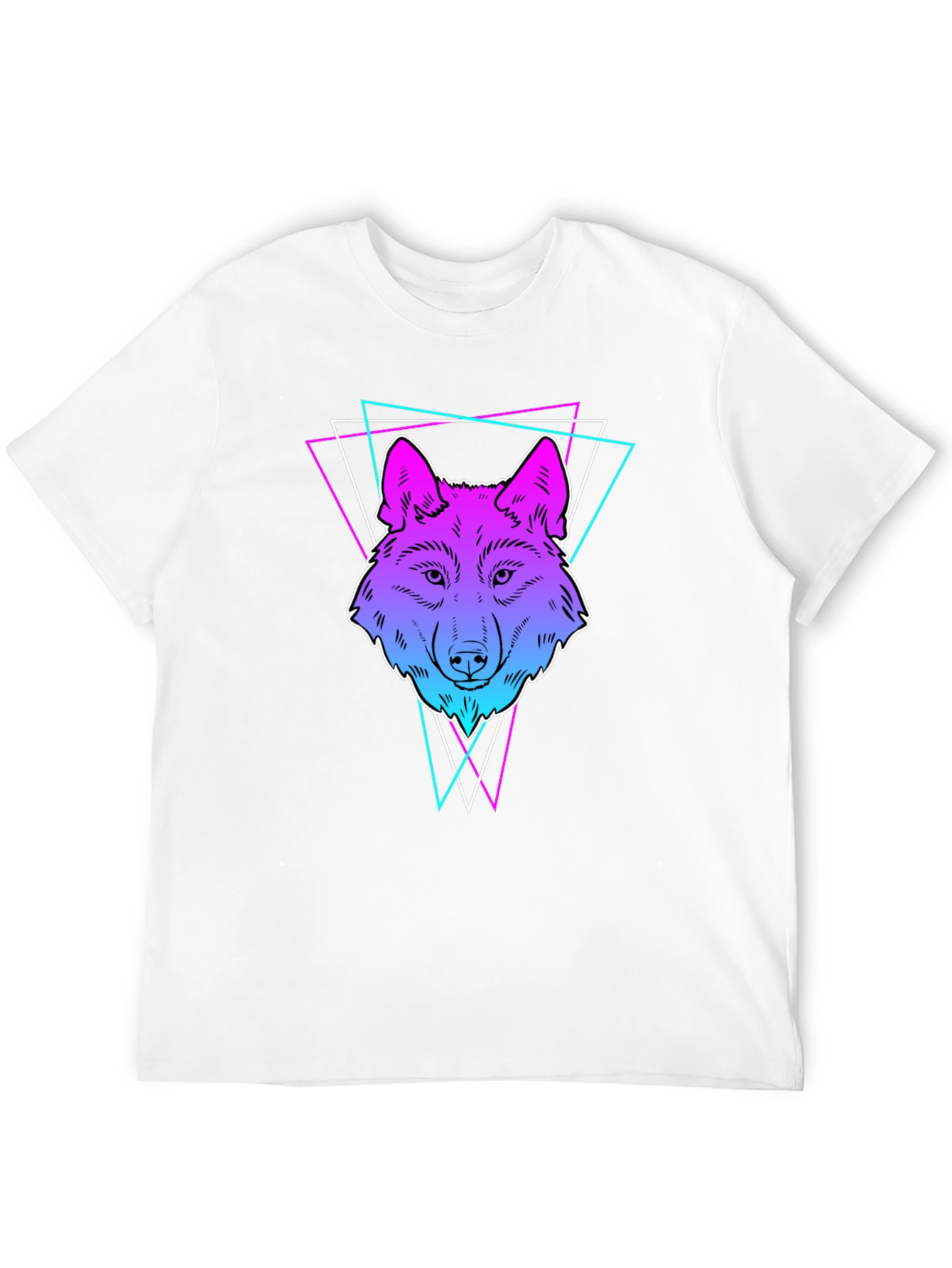 Neon Wolf Graphic Print T-Shirt - Black
