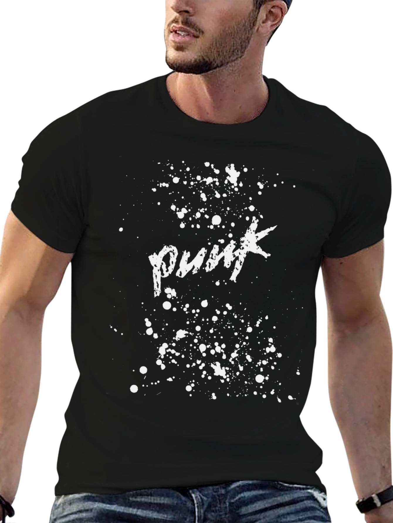 Punk Splatter Print Tee - Black