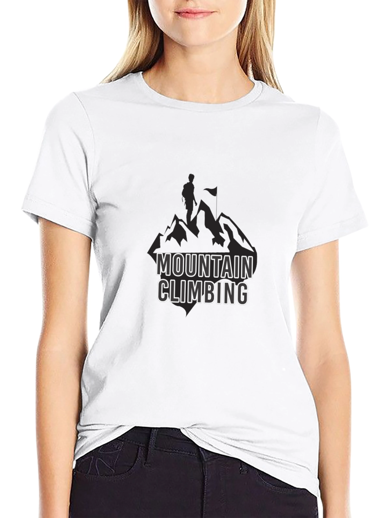 Mountain Climbing Graphic Print Mens Black T-Shirt
