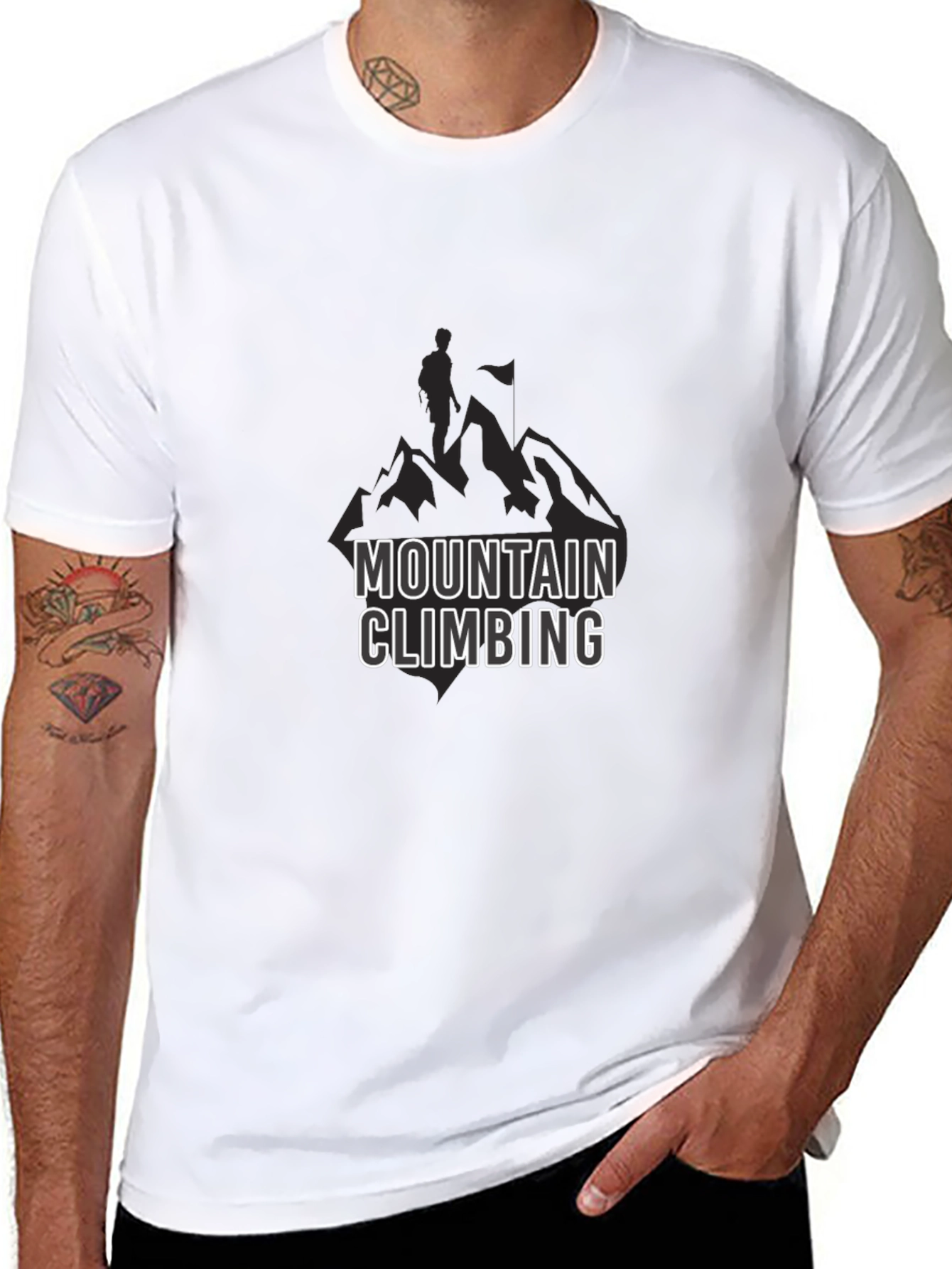 Mountain Climbing Graphic Print Mens Black T-Shirt
