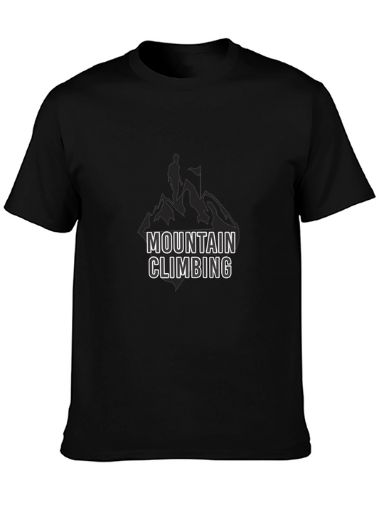 Mountain Climbing Graphic Print Mens Black T-Shirt