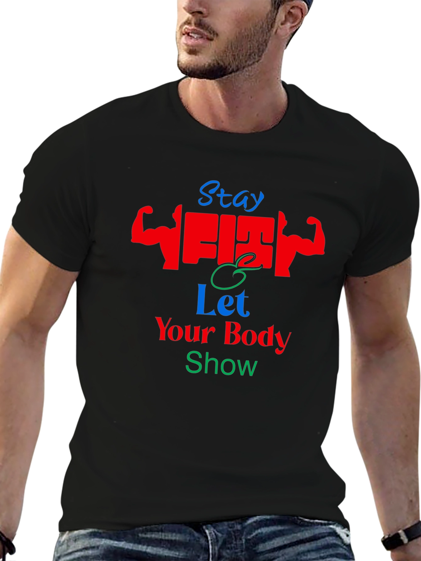Stay Fit Graphic T-Shirt - Black