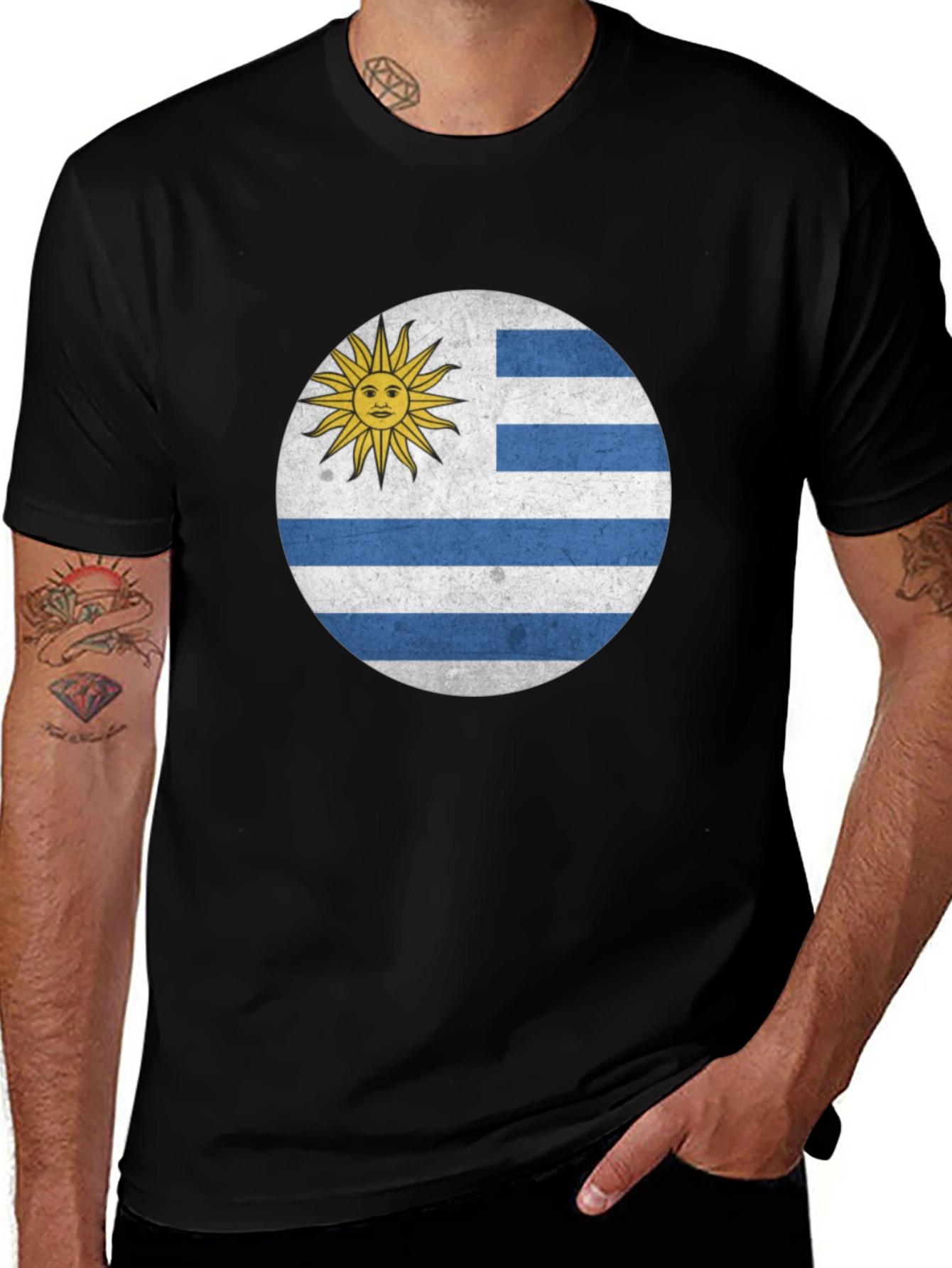 Uruguay Flag T-Shirt - Black Graphic Tee