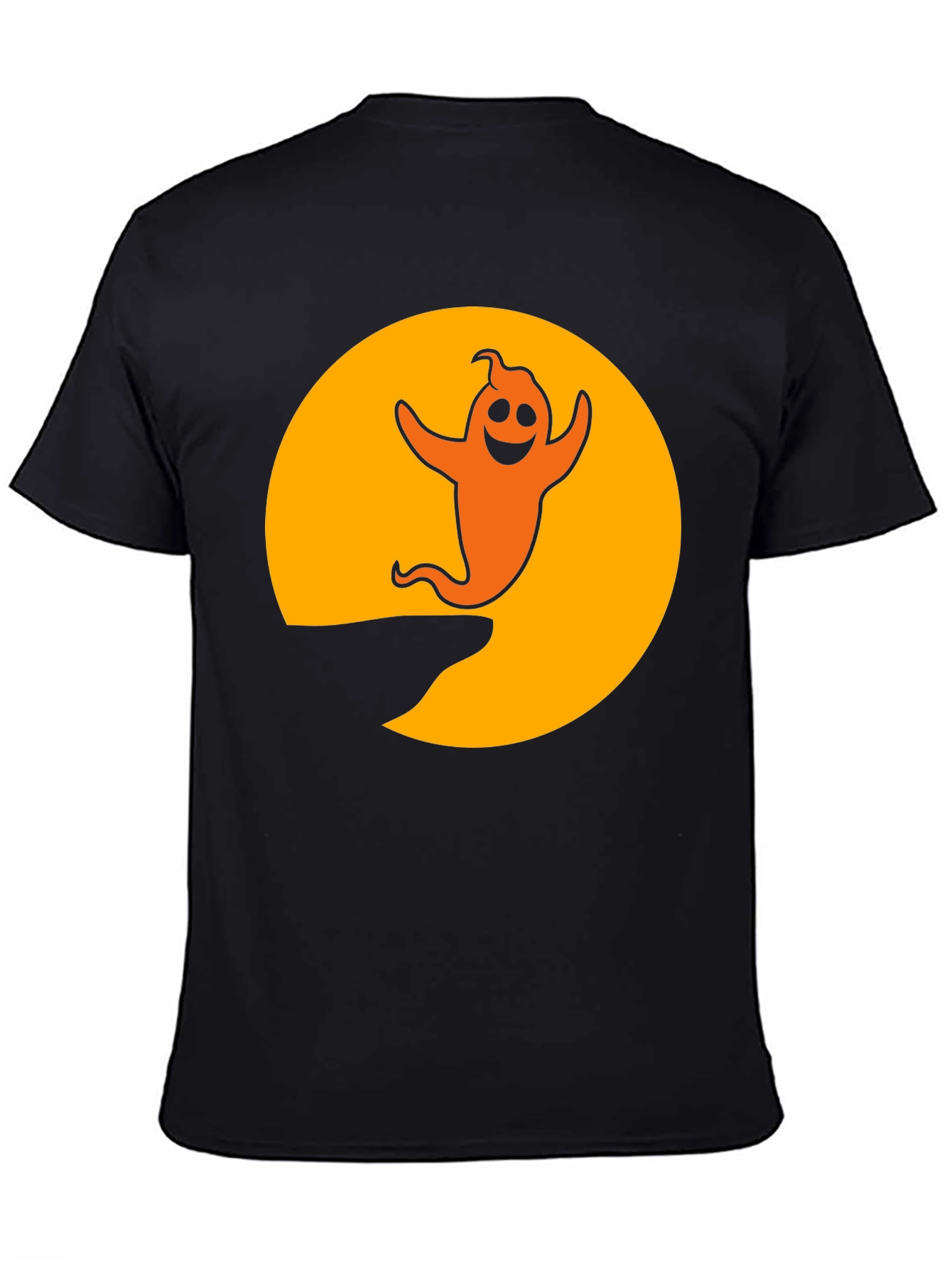 Halloween Ghost Graphic T-Shirt - Black