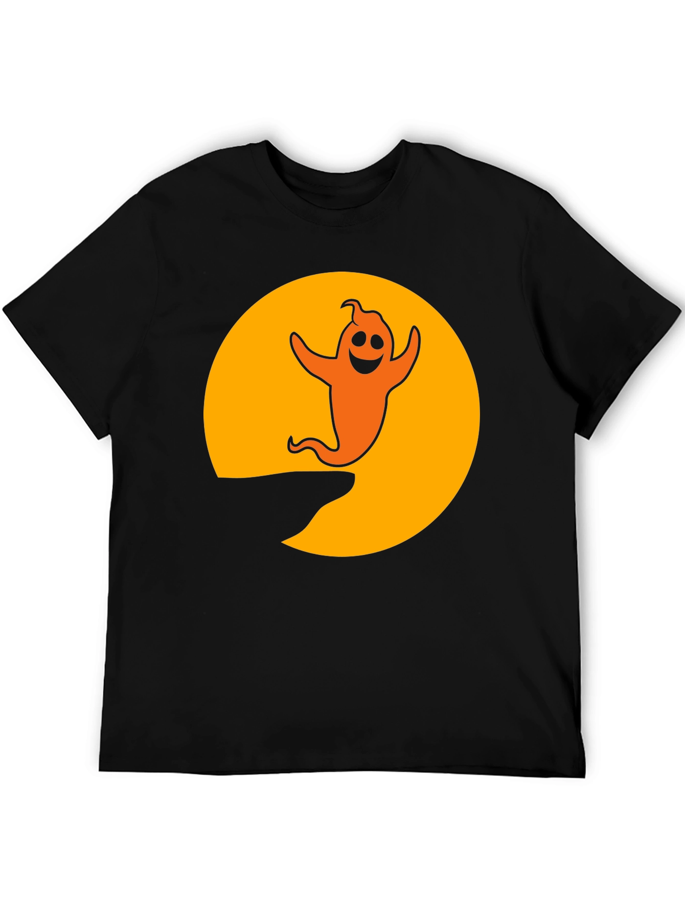 Halloween Ghost Graphic T-Shirt - Black
