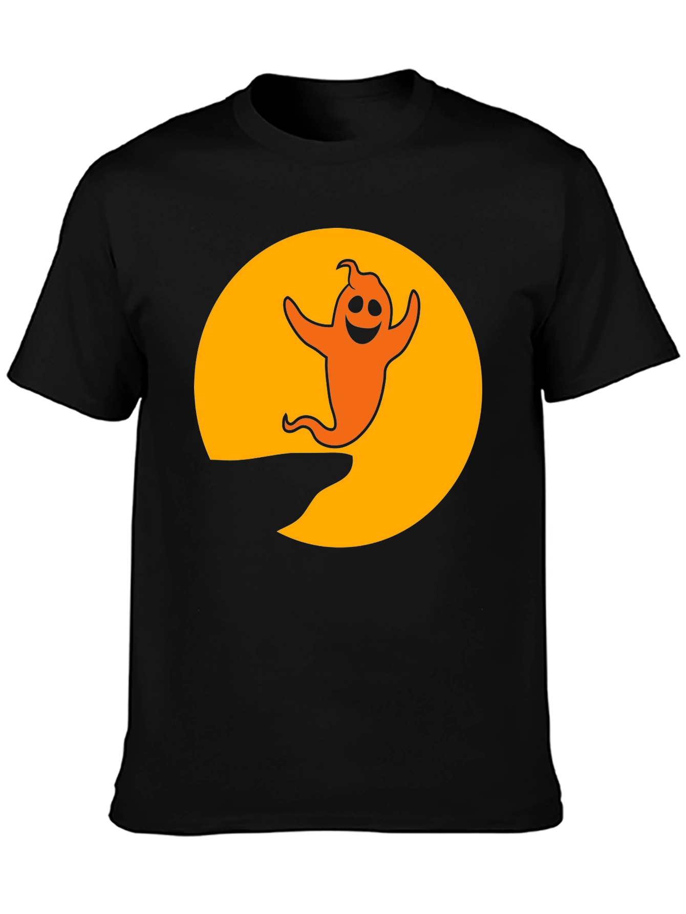 Halloween Ghost Graphic T-Shirt - Black