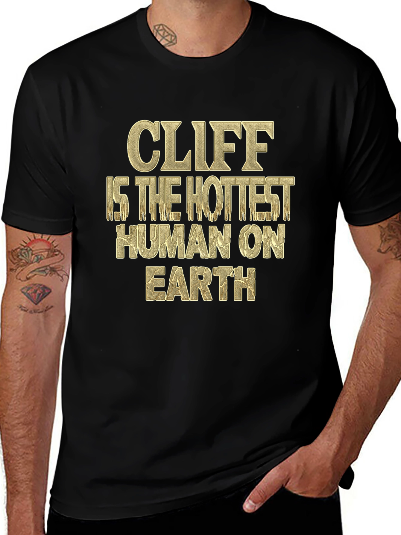 Cliff Hottest Human T-Shirt - Black Graphic Tee