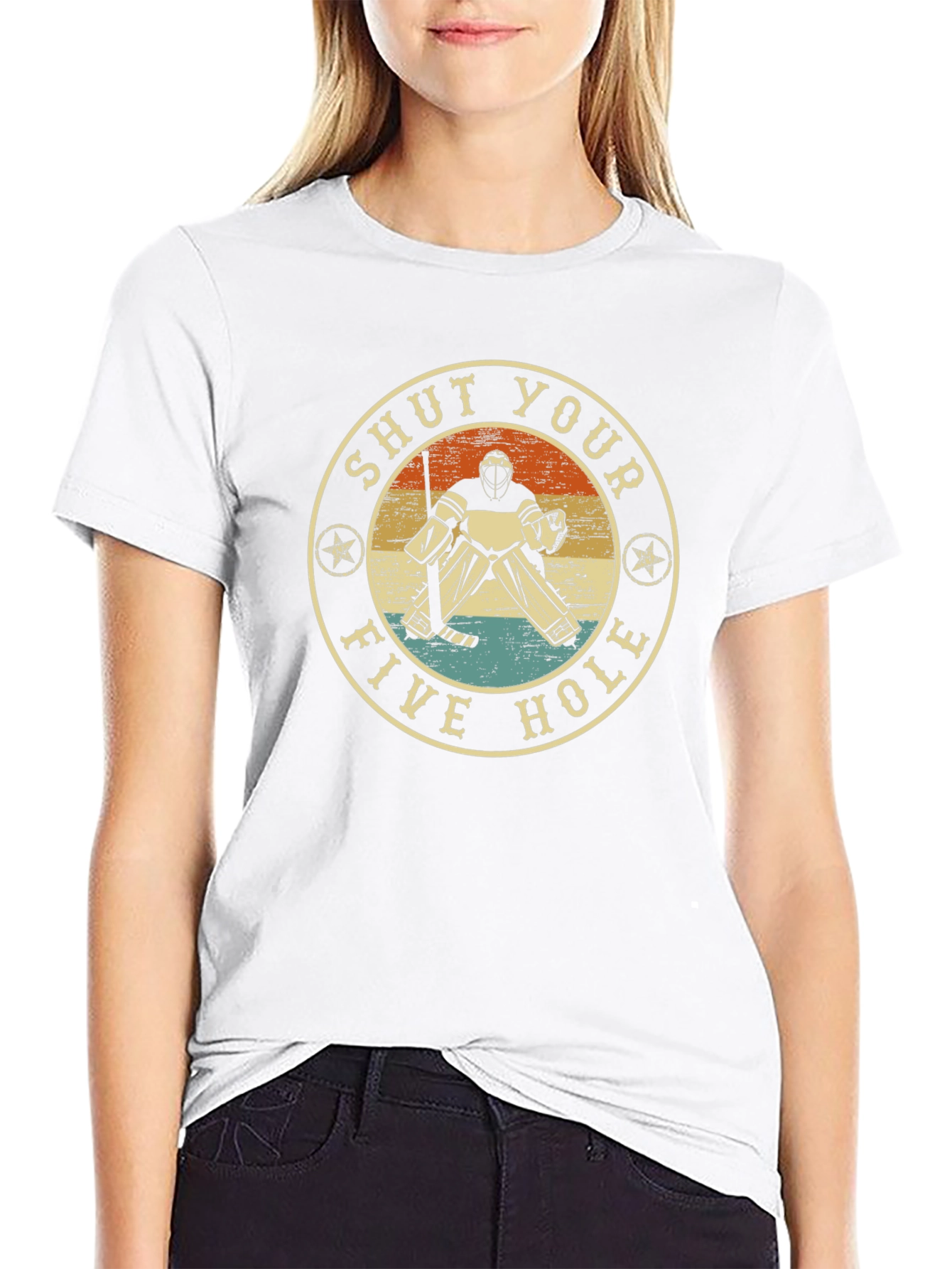 Shut Your Five Hole Hockey Goalie Graphic T-Shirt