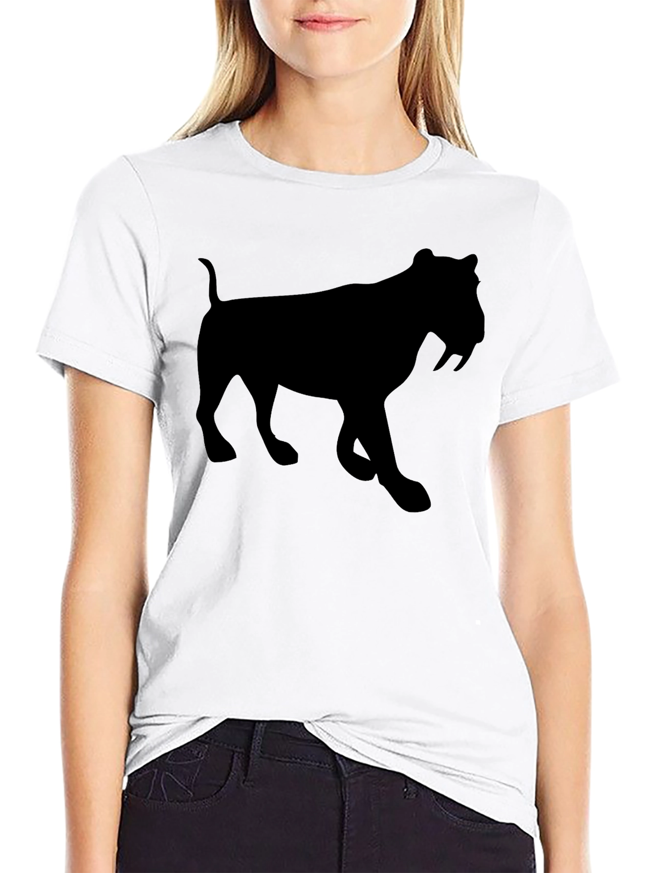 Saber-Toothed Tiger Silhouette Black Tee