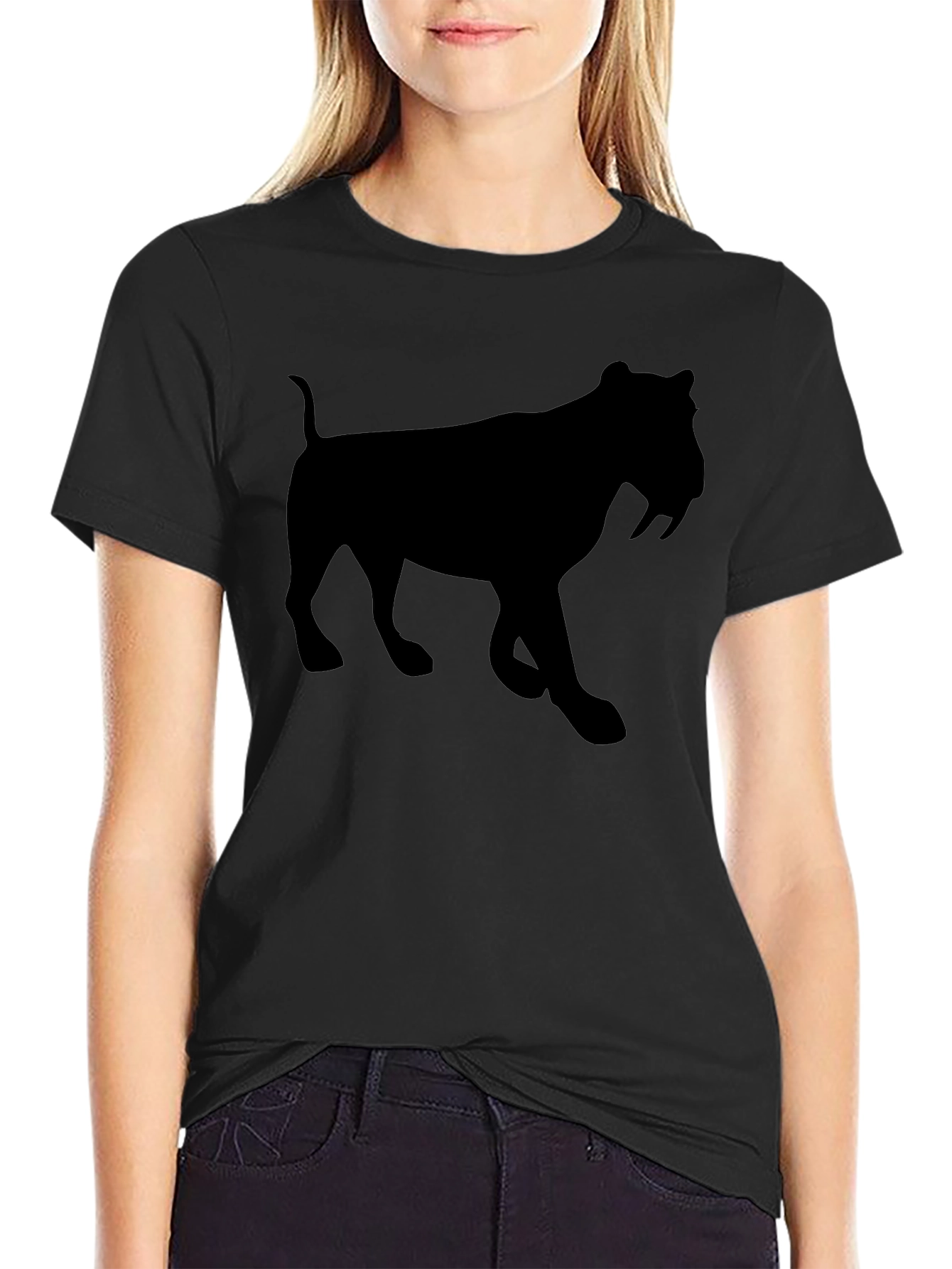 Saber-Toothed Tiger Silhouette Black Tee