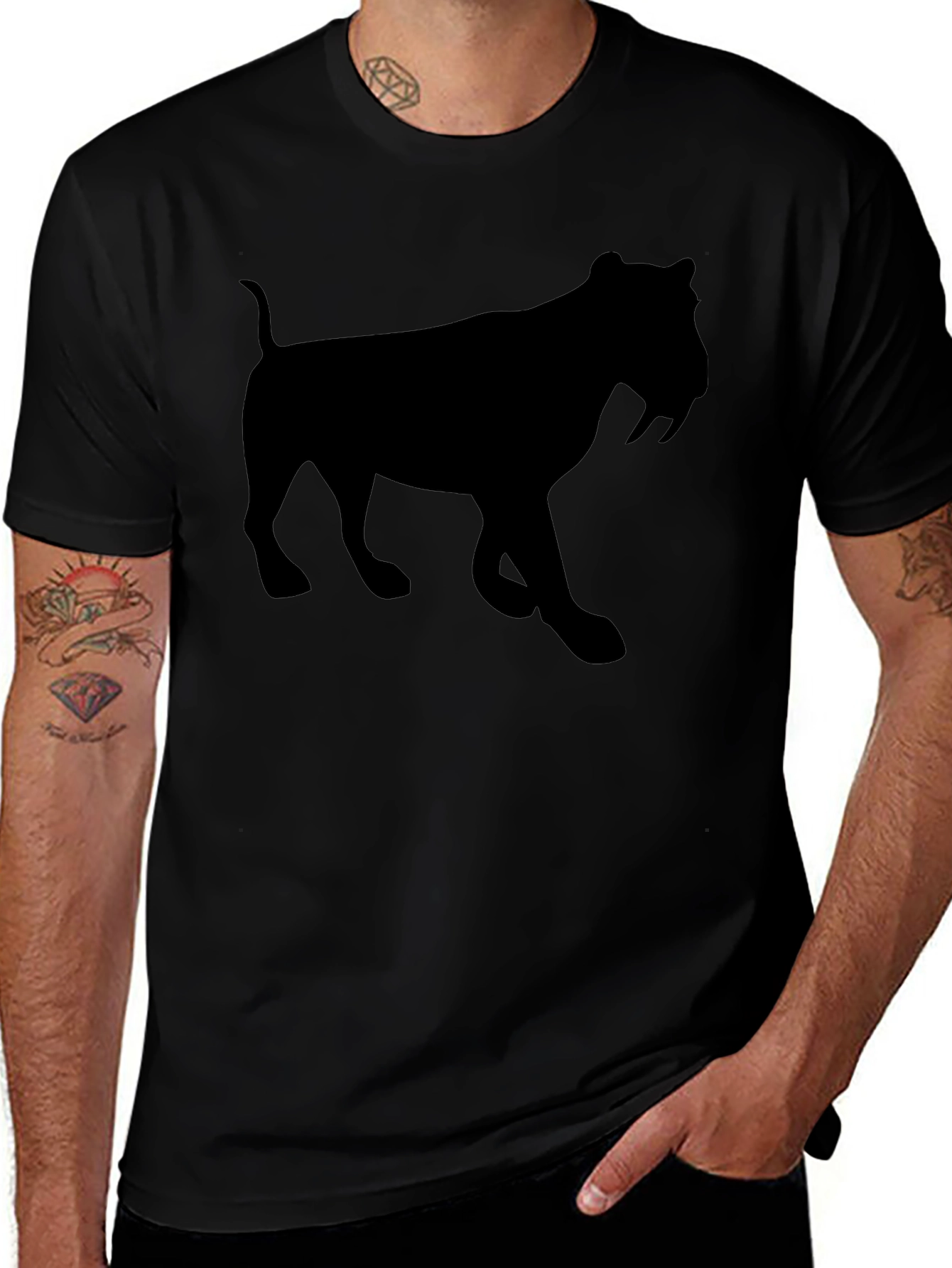 Saber-Toothed Tiger Silhouette Black Tee