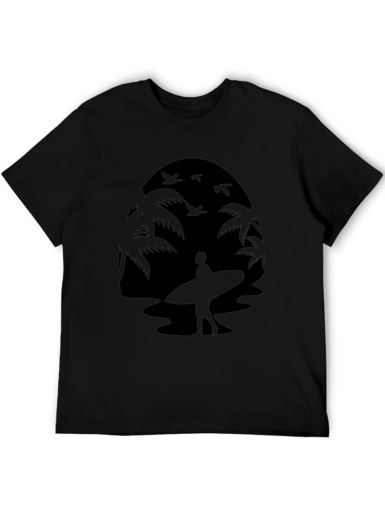 Silhouette Surfer Tee - Palm Tree Beach Design