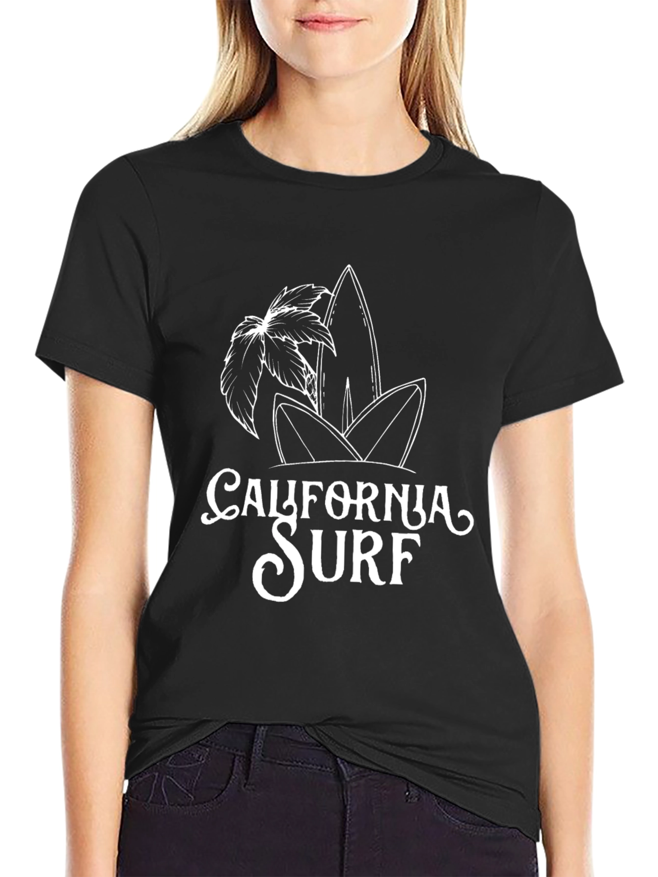 California Surf Graphic Tee - Black Cotton T-Shirt