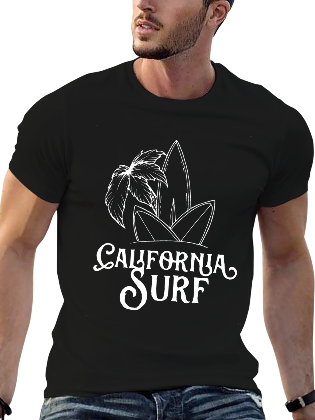 California Surf Graphic Tee - Black Cotton T-Shirt