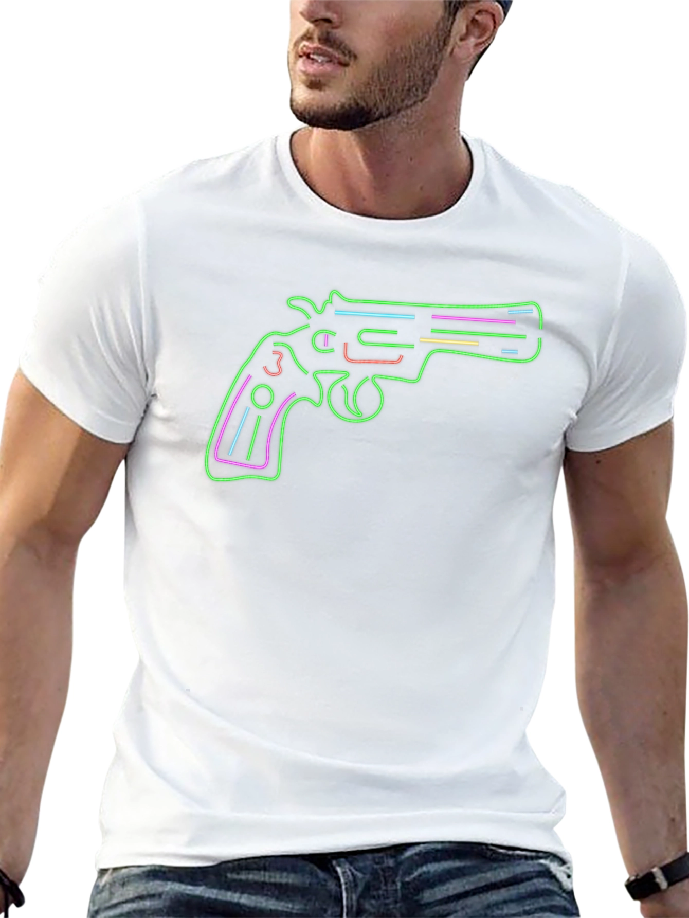 Neon Gun Graphic Tee - Stylish Mens T-Shirt