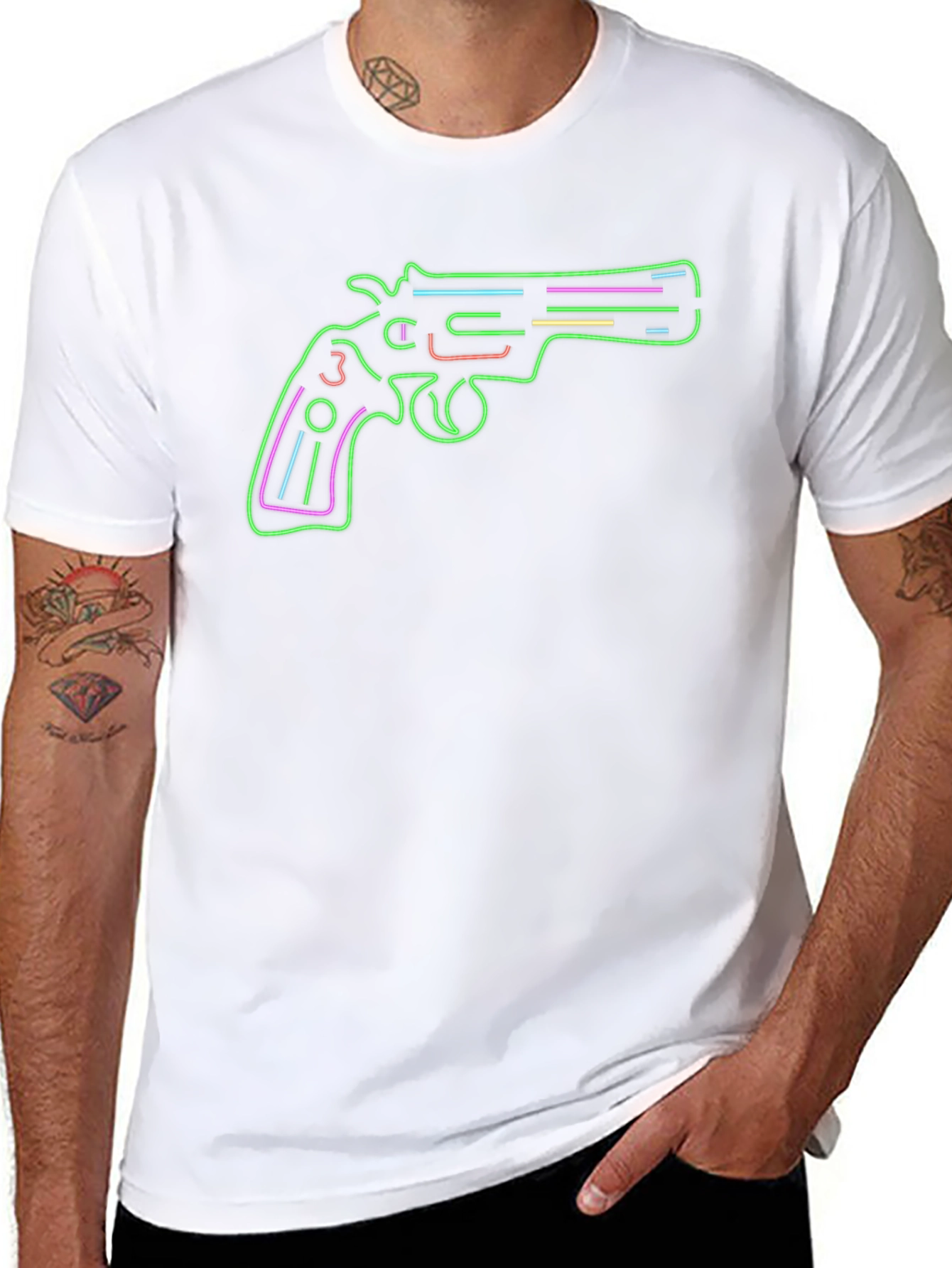 Neon Gun Graphic Tee - Stylish Mens T-Shirt
