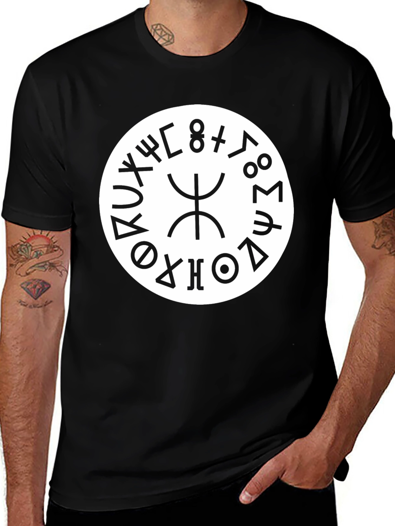 Black T-Shirt with Amazigh Symbol Design