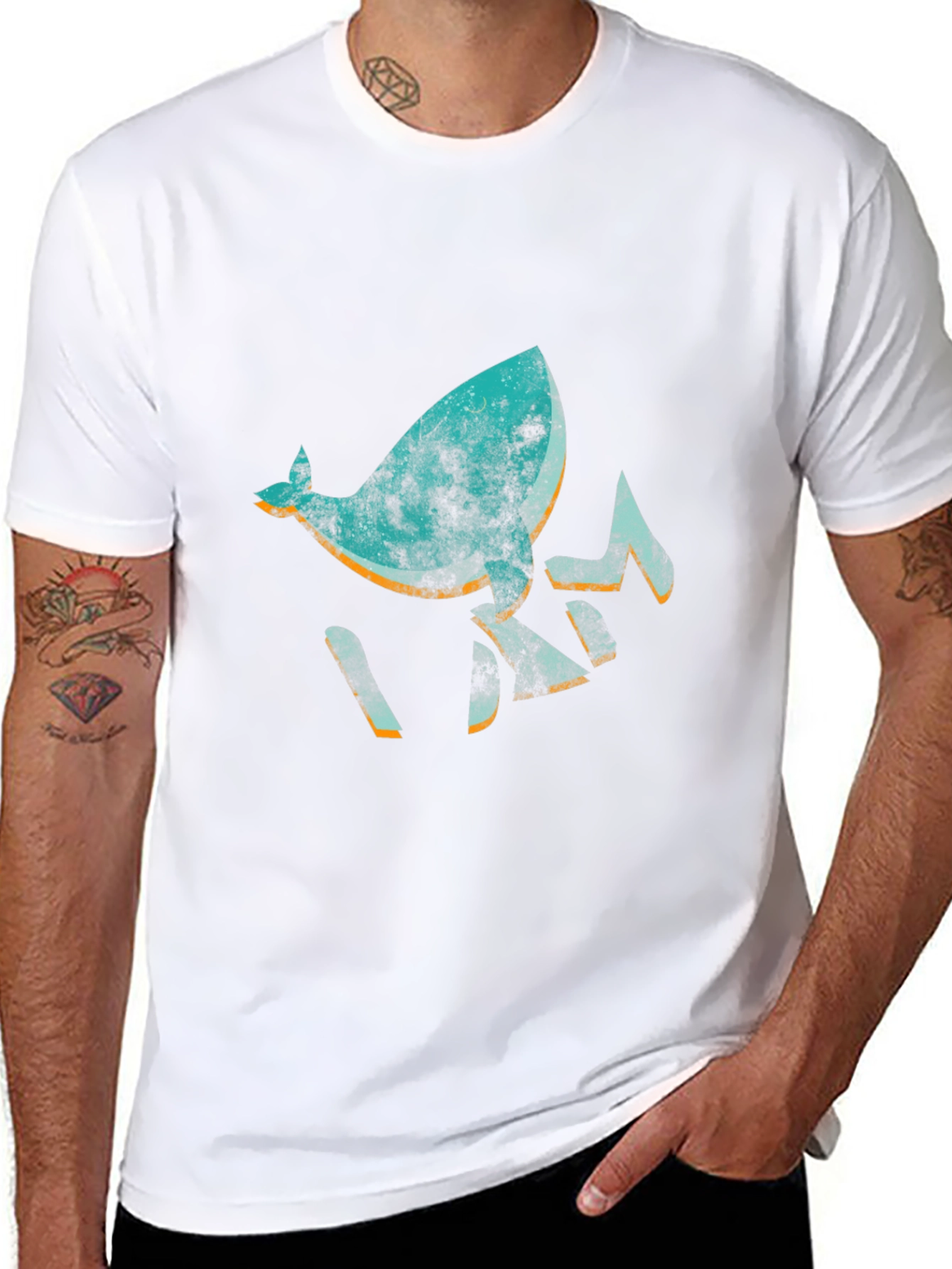 Abstract Whale Graphic Black T-Shirt