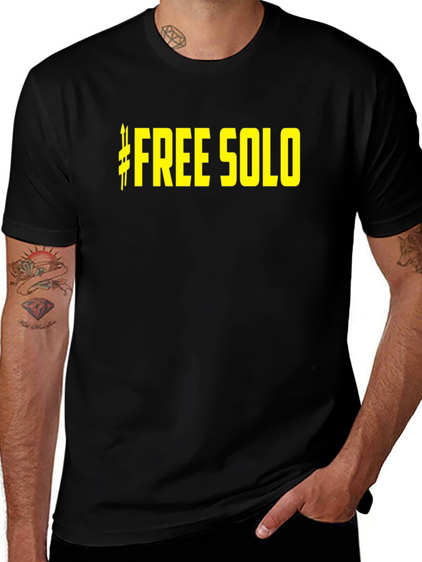 Free Solo Black Cotton Graphic Tee