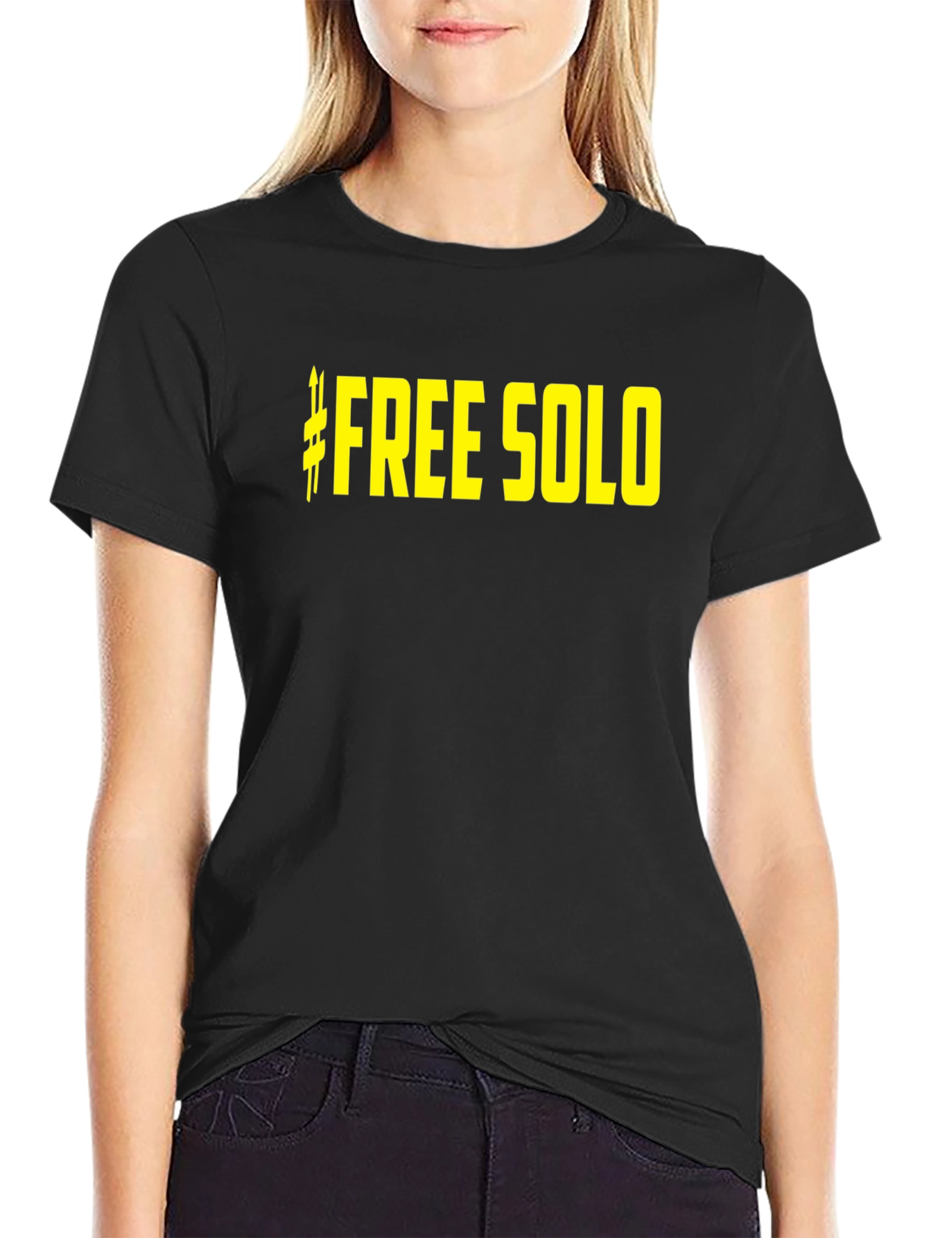 Free Solo Black Cotton Graphic Tee