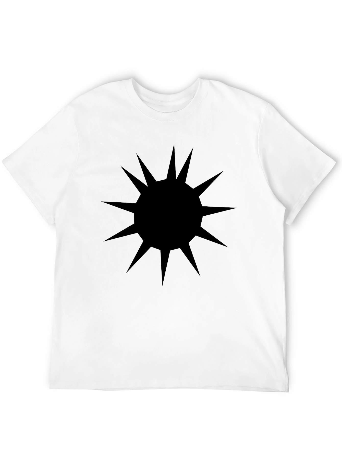 Mens Black T-Shirt with Spiked Sun Graphic