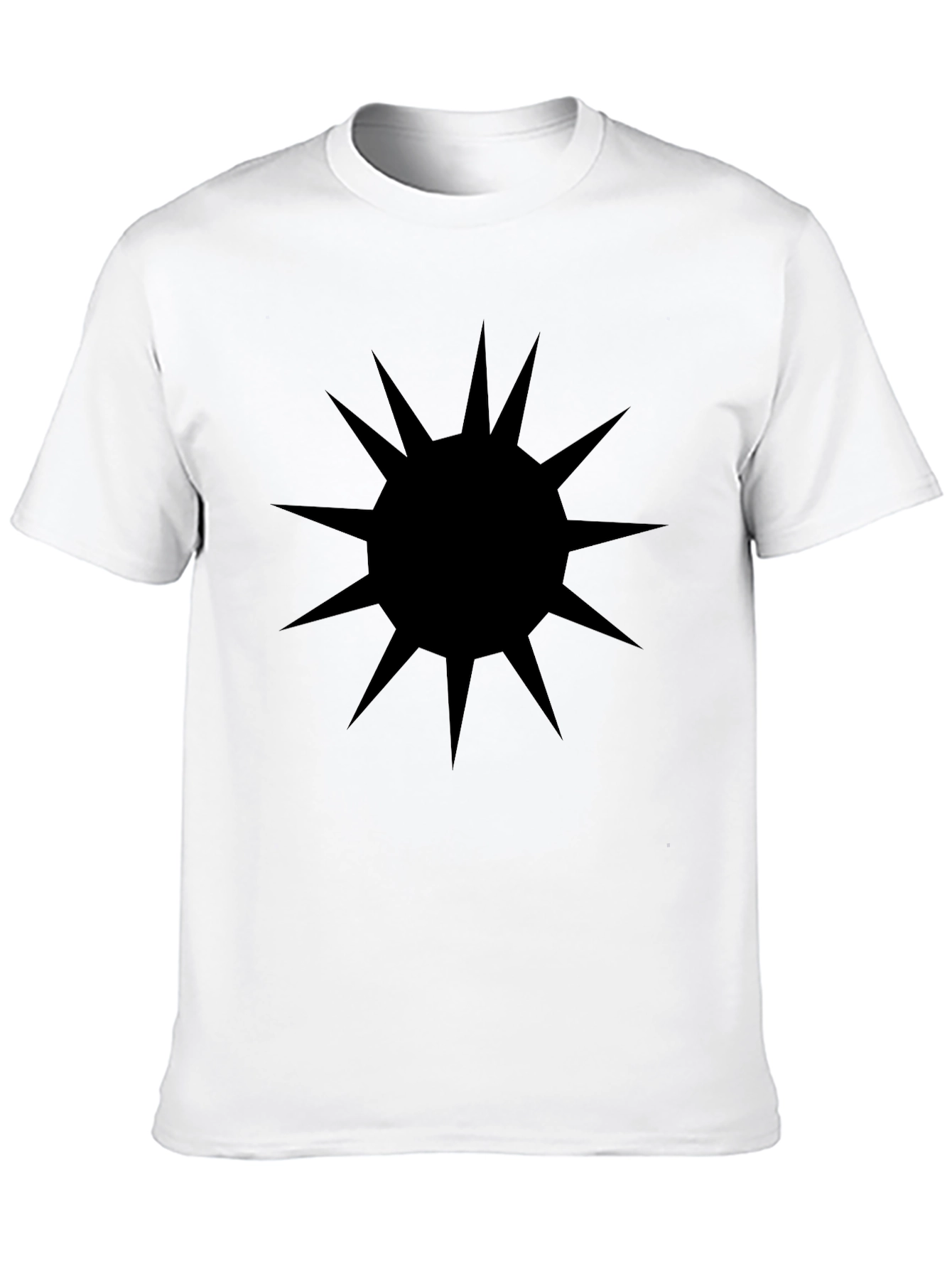 Mens Black T-Shirt with Spiked Sun Graphic