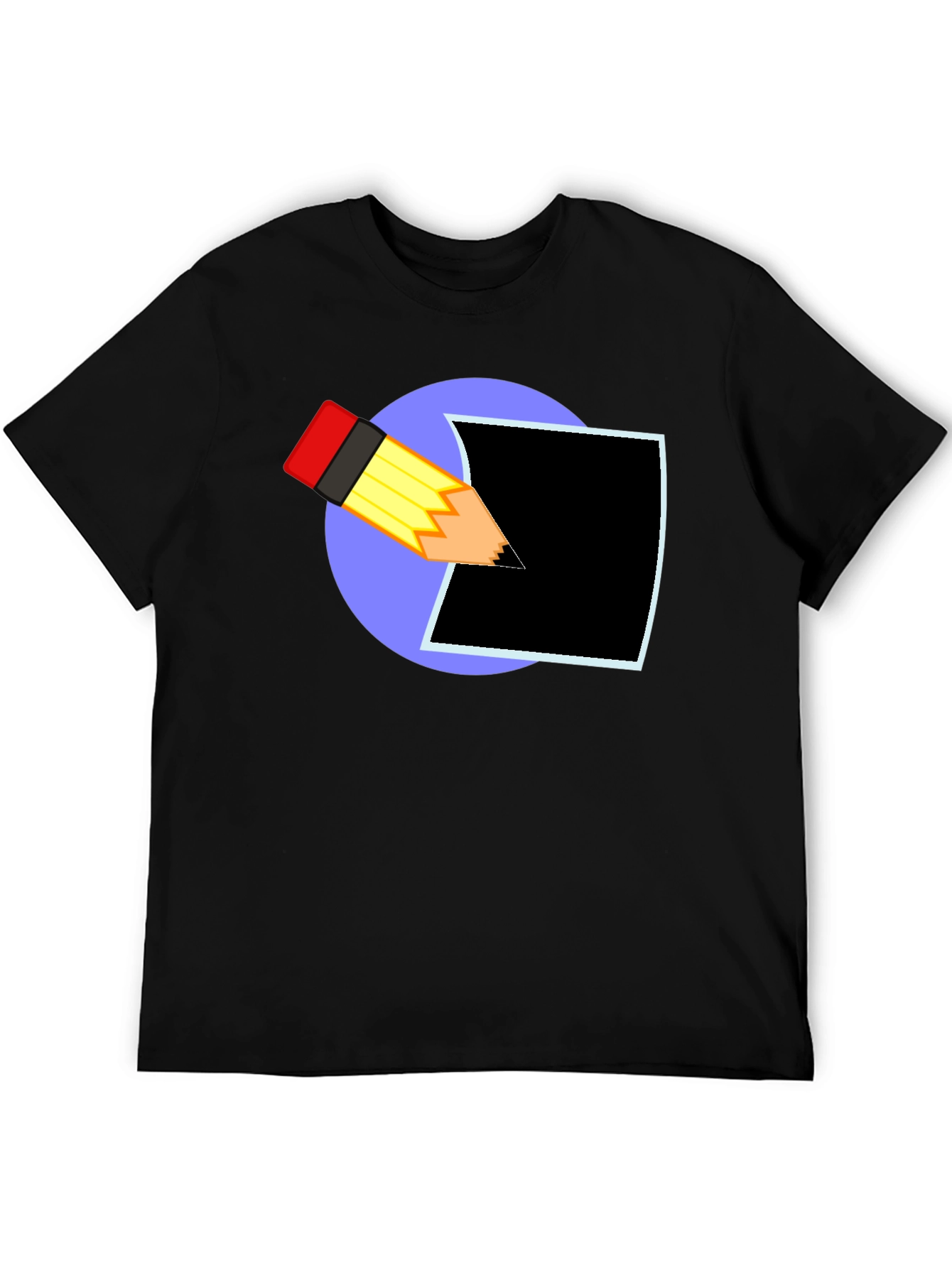 Creative Pencil Design Black T-Shirt