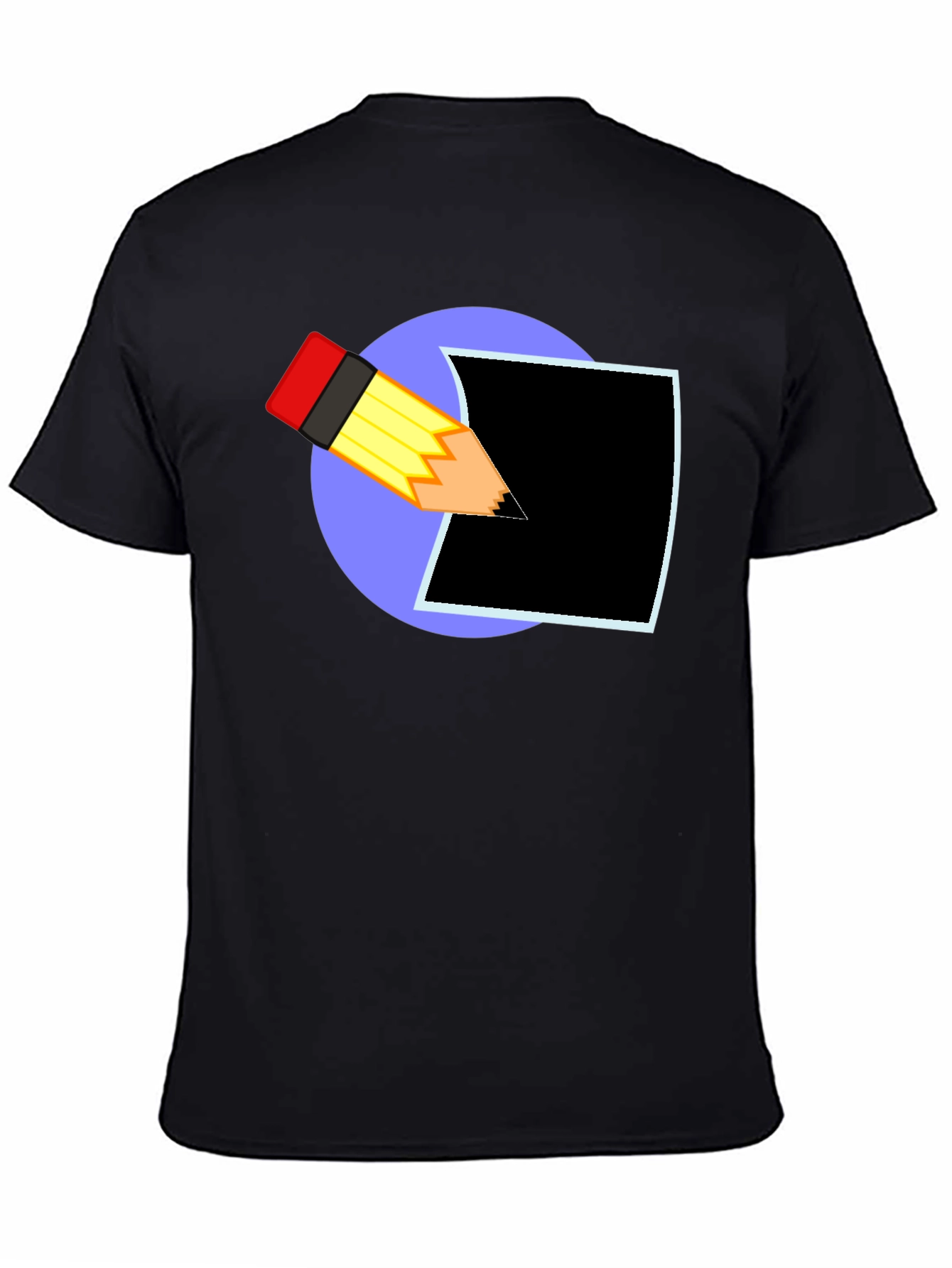 Creative Pencil Design Black T-Shirt