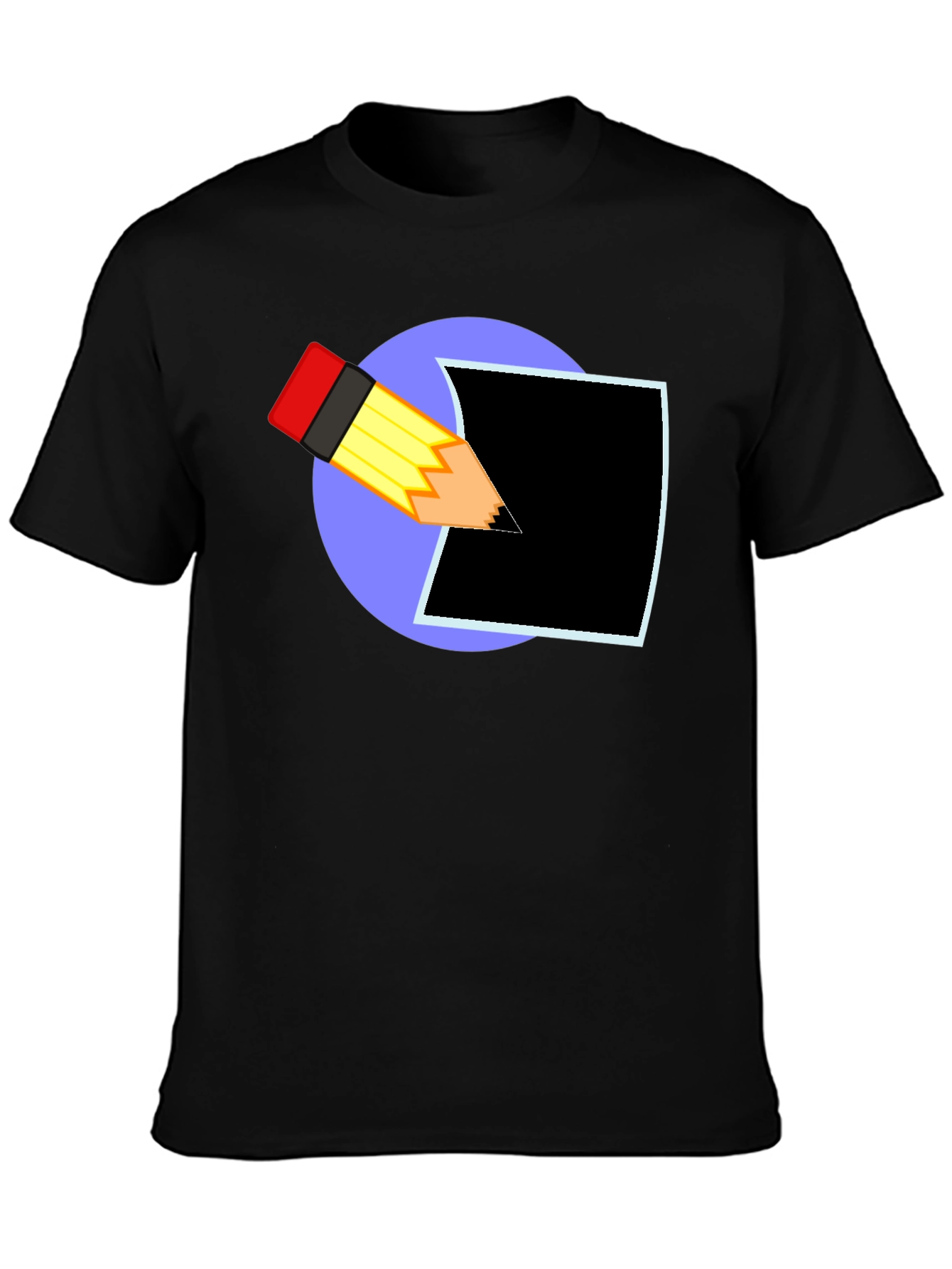 Creative Pencil Design Black T-Shirt
