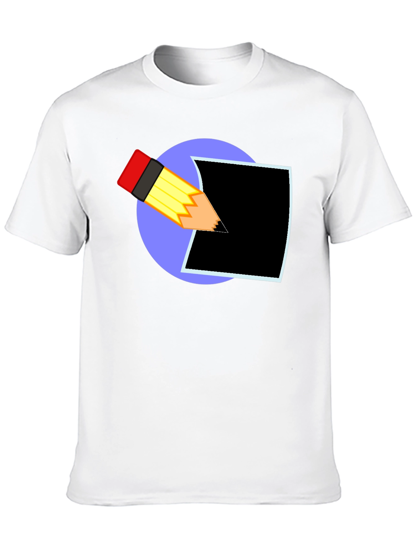 Creative Pencil Design Black T-Shirt