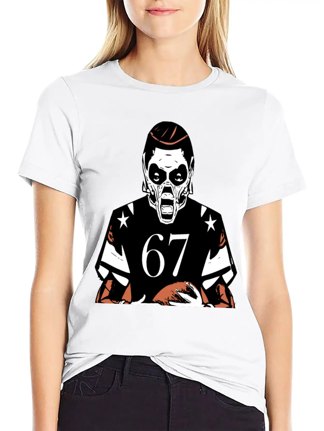Fearless Gridiron Beast - Monster Football Player Unisex Casual T-Shirt – Clean Design For Daily Comfort
