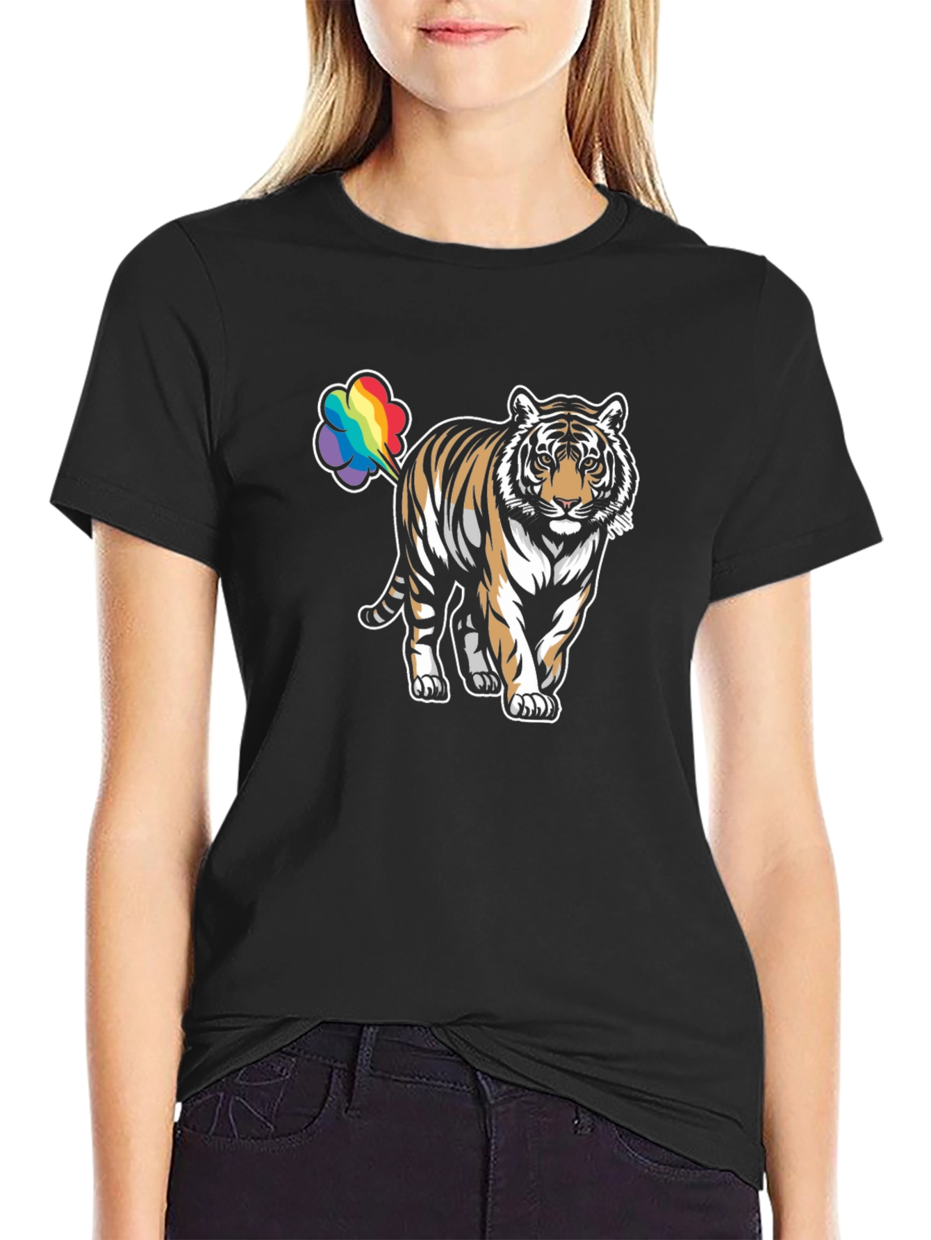 Rainbow Tiger Fart Graphic Tee - Black