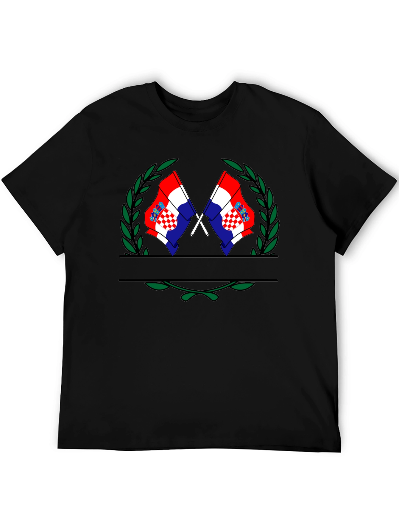 Croatian Flag T-Shirt - Black Tee with Laurel Design