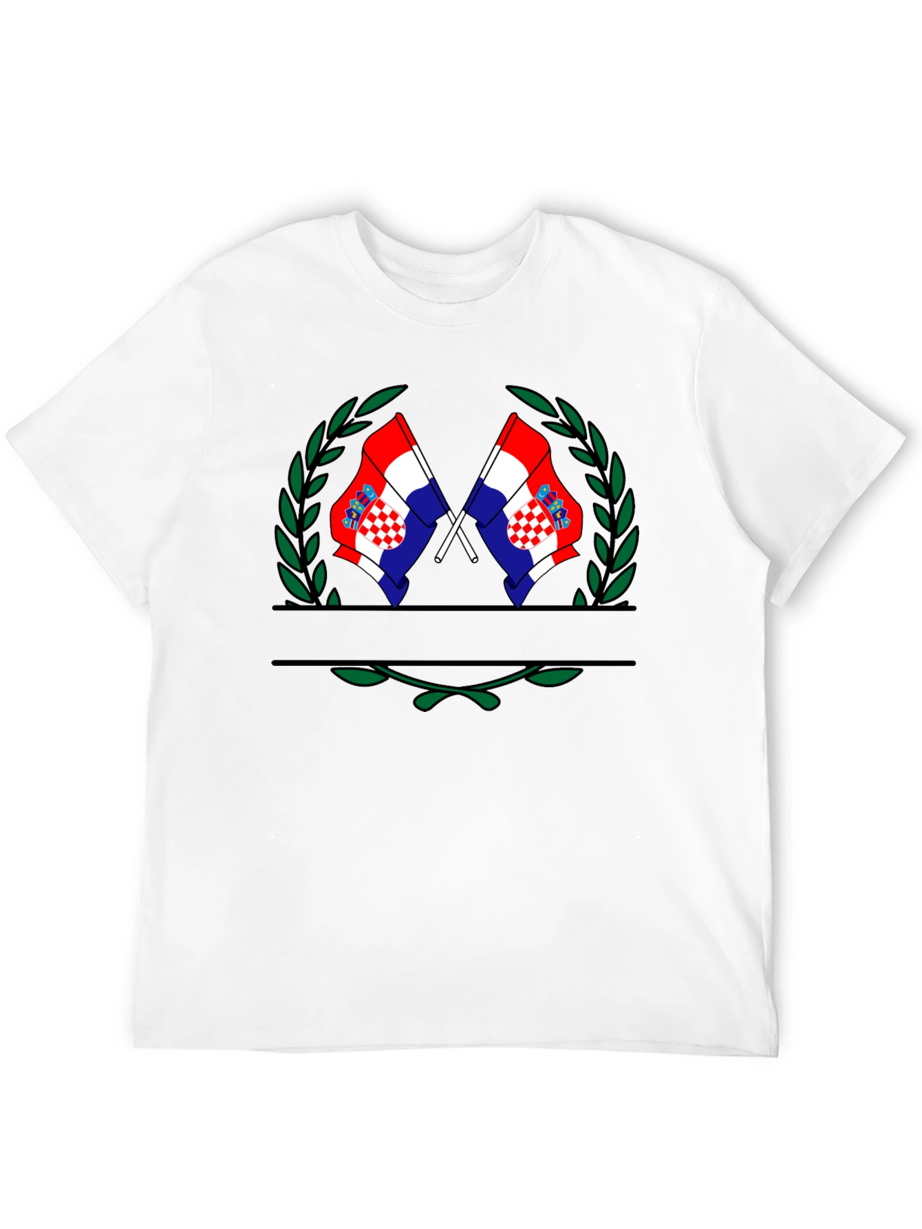 Croatian Flag T-Shirt - Black Tee with Laurel Design