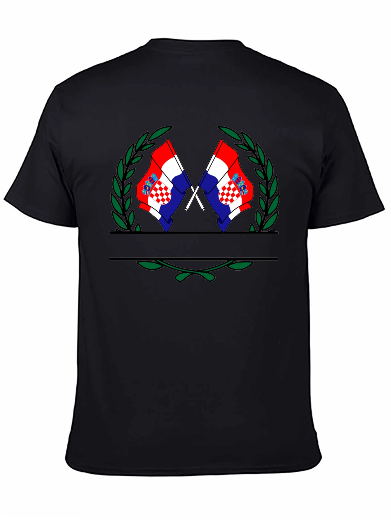 Croatian Flag T-Shirt - Black Tee with Laurel Design