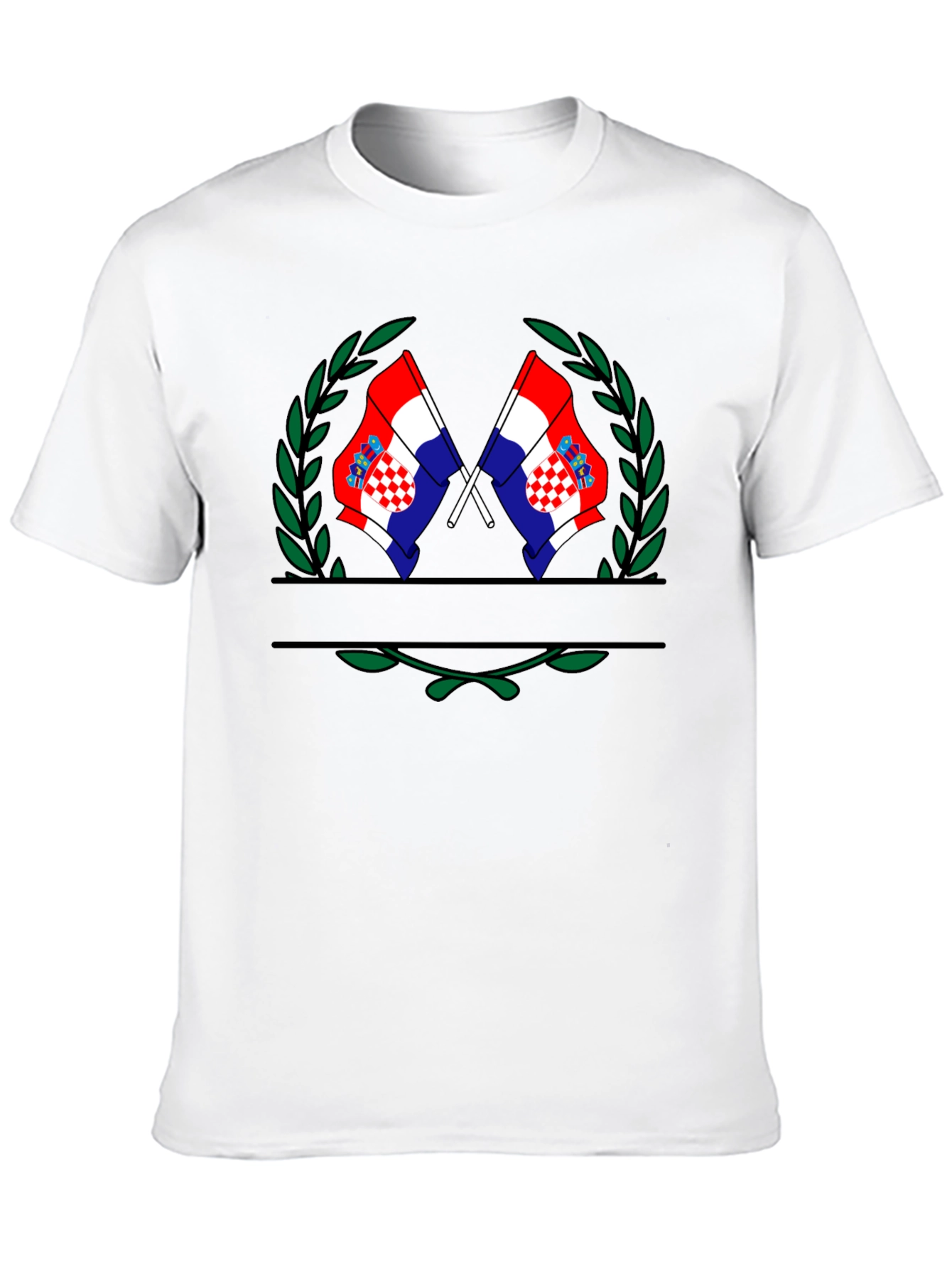 Croatian Flag T-Shirt - Black Tee with Laurel Design