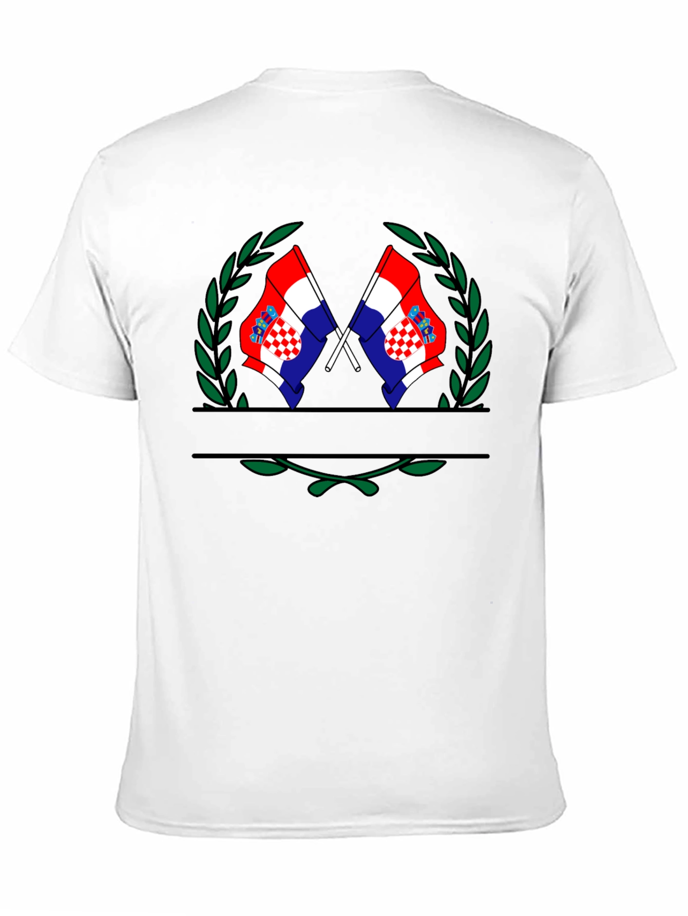 Croatian Flag T-Shirt - Black Tee with Laurel Design