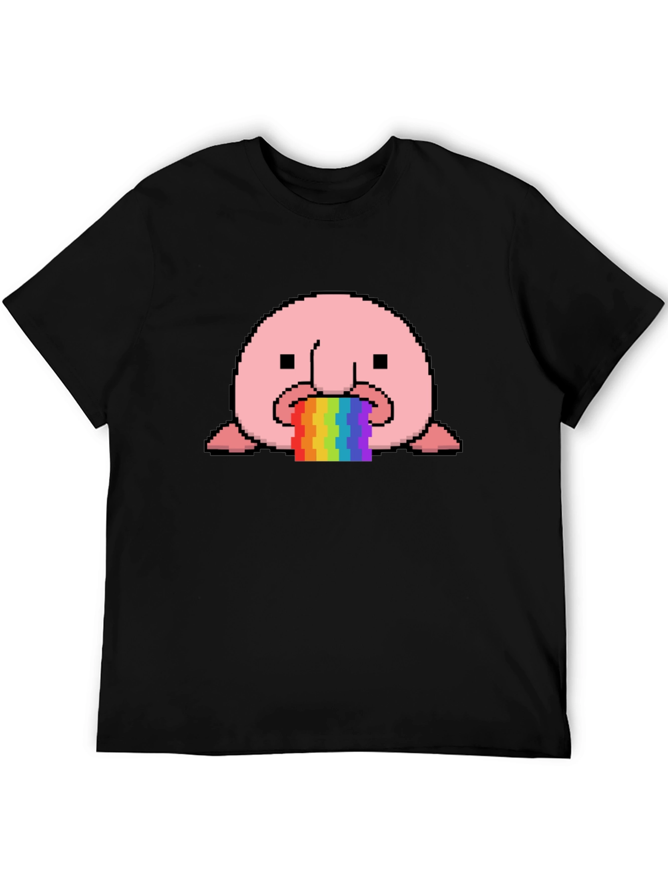 Blobfish Rainbow Vomit T-Shirt - Funny Pixel Art Tee