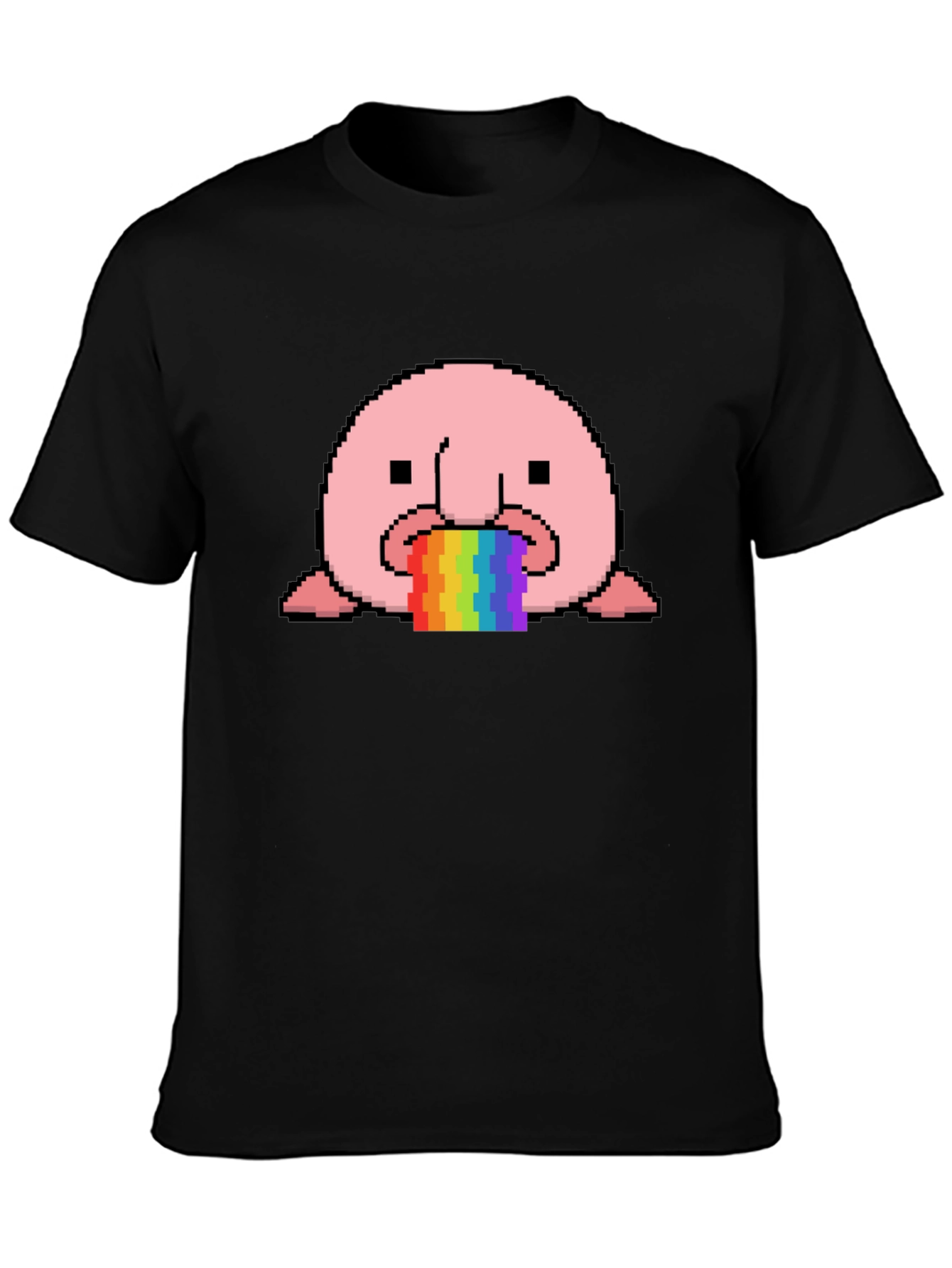 Blobfish Rainbow Vomit T-Shirt - Funny Pixel Art Tee