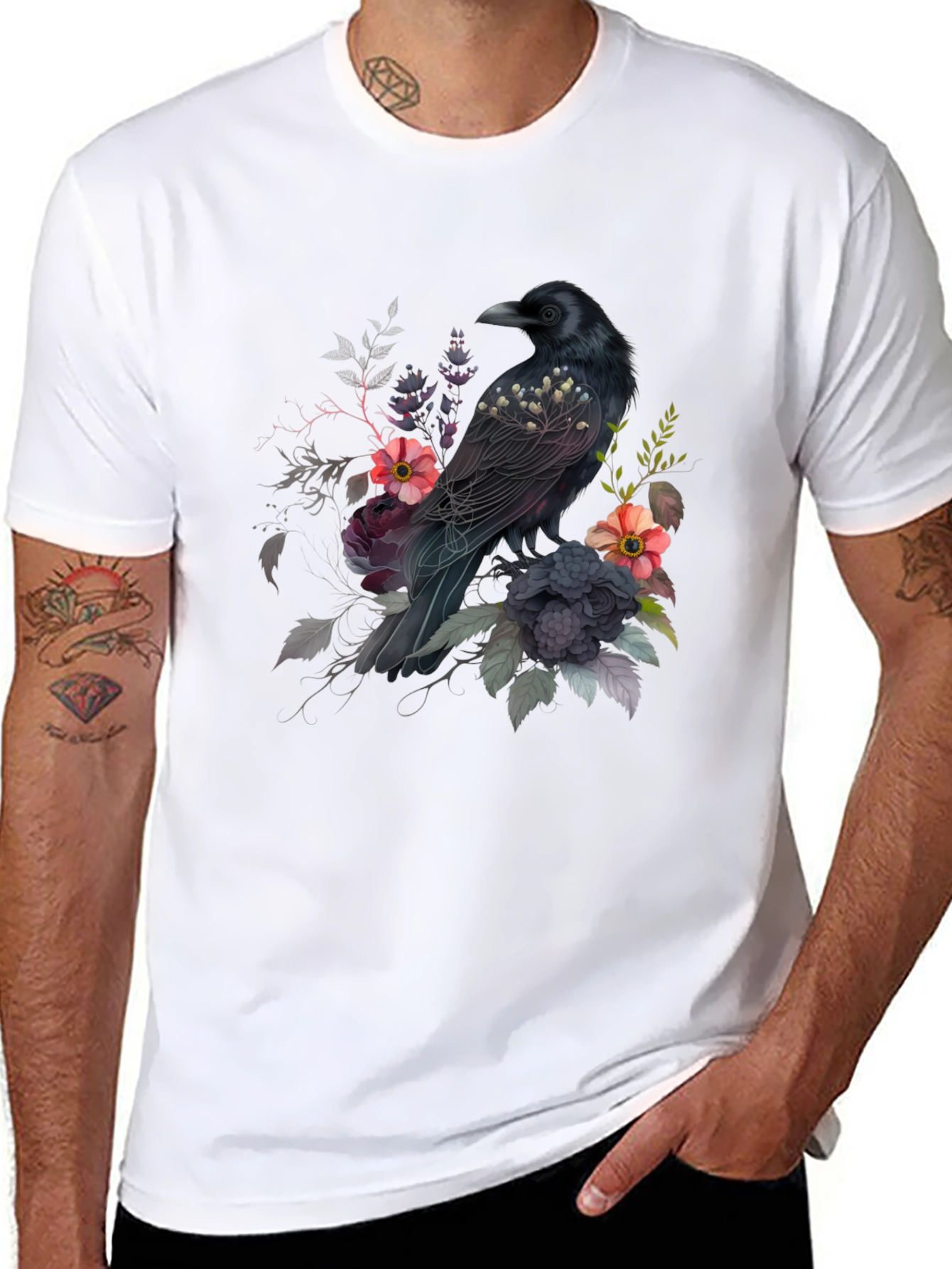 Raven and Floral T-Shirt